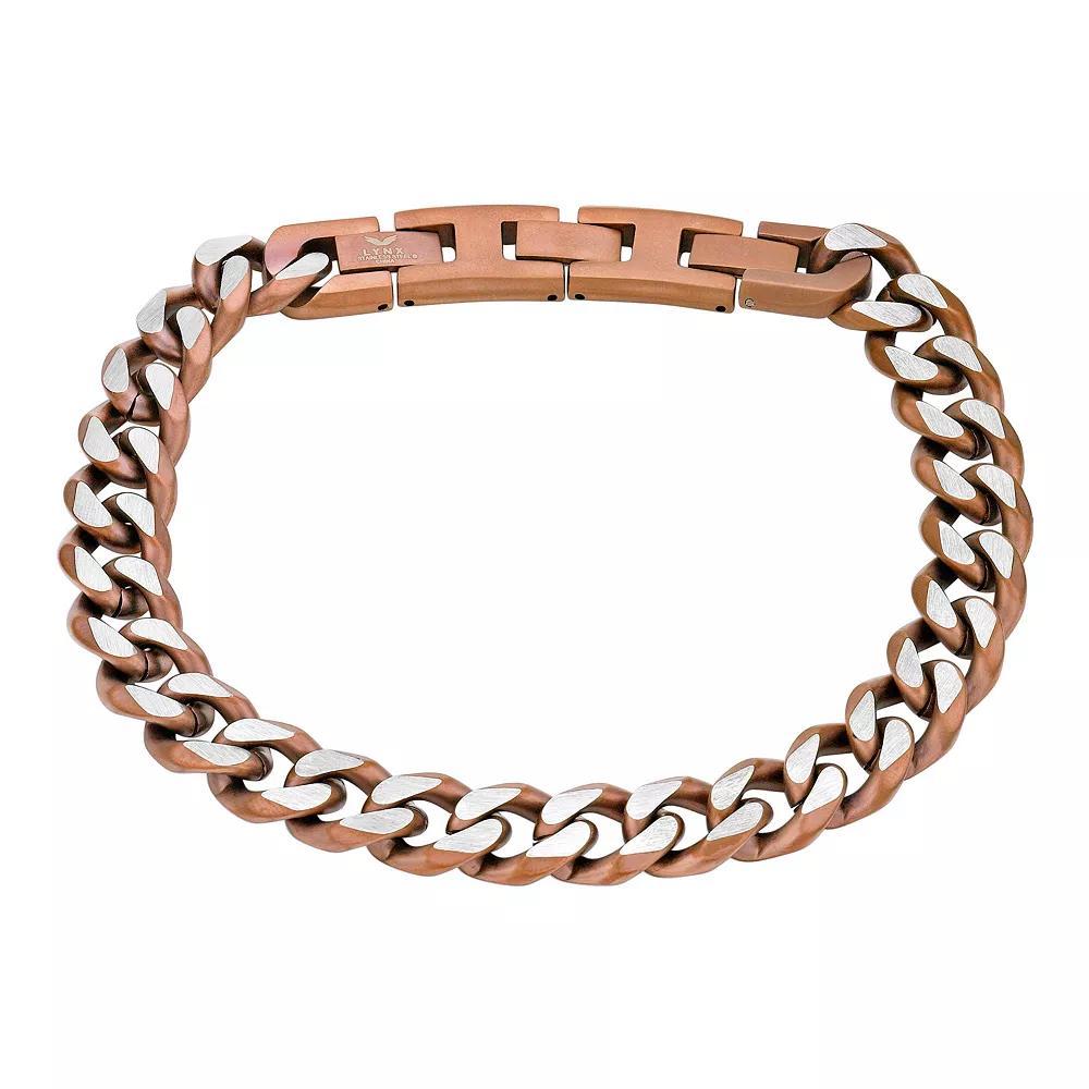 Men's LYNX Brown Ion-Plated Stainless Steel 11 mm Curb Chain Bracelet, Size: 9", Brown Tone Product Image