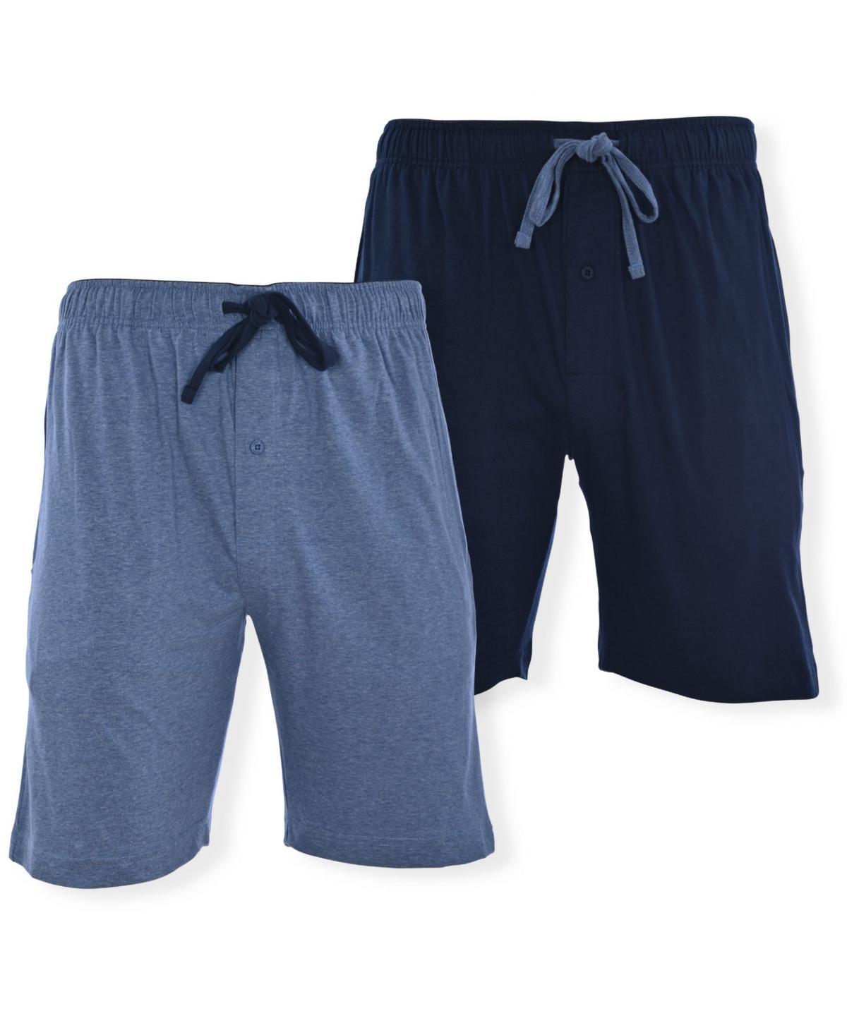 Big & Tall Hanes® 2-pack Knit Pajama Shorts, Men's, Size: 4XL, Navy Blue Plaid Product Image