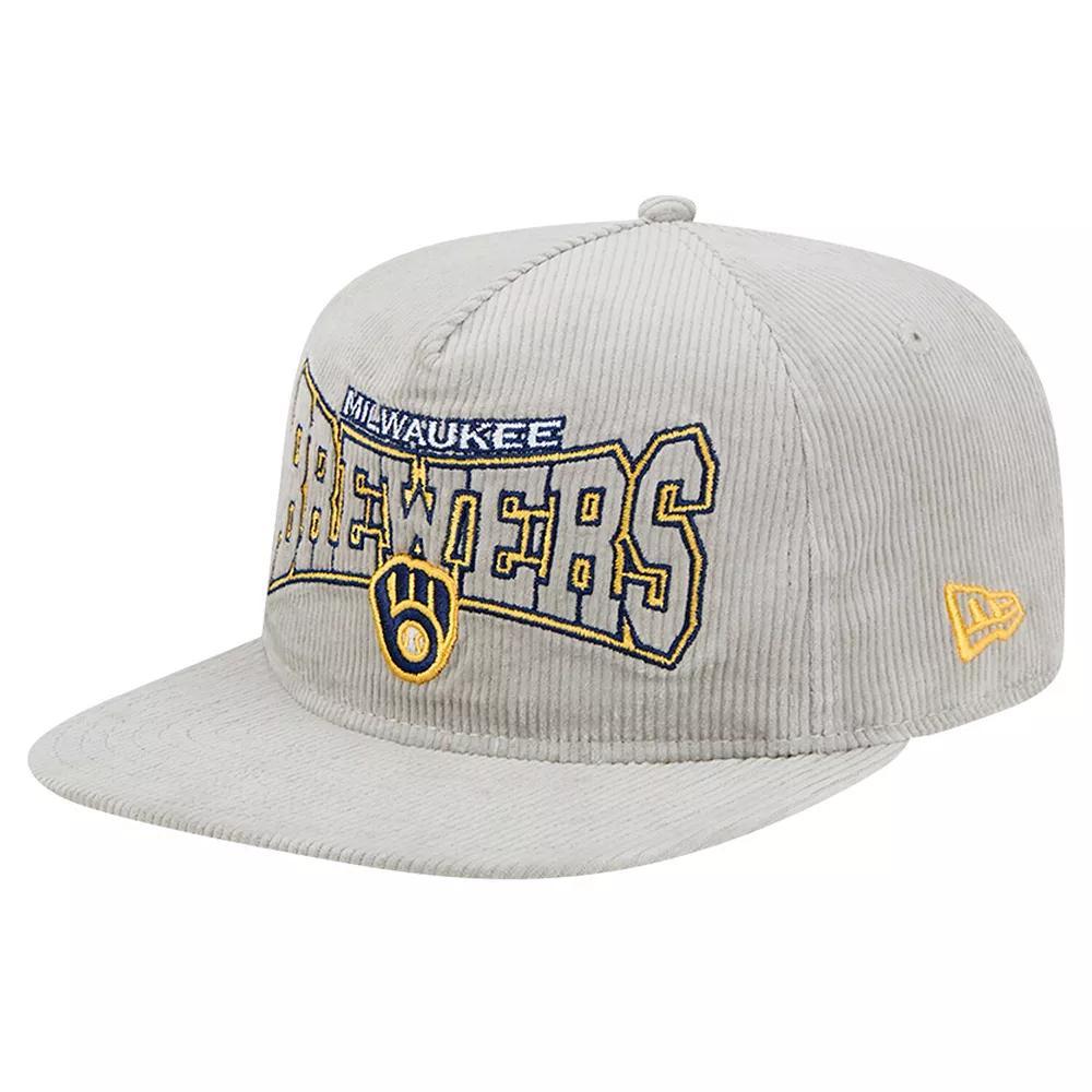 Mens New Era Gray Milwaukee Brewers Corduroy Golfer Snapback Hat Product Image