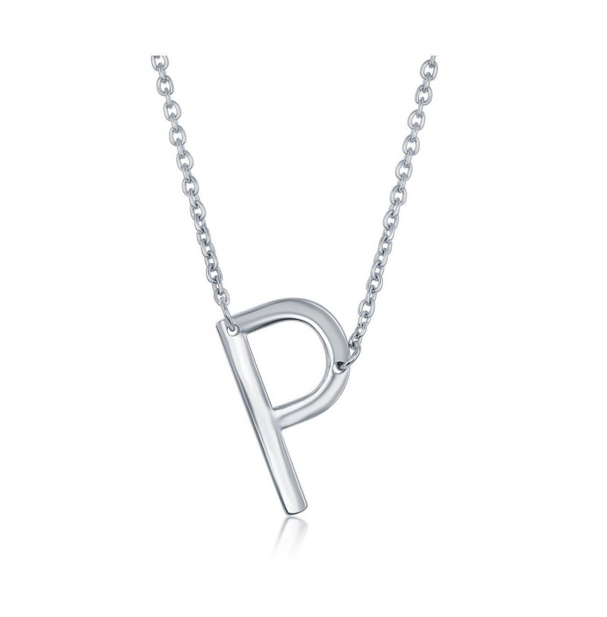 Sterling Silver Sideways Initial Necklace, Women's, Size: 16-18" ADJ, Sterling P Product Image