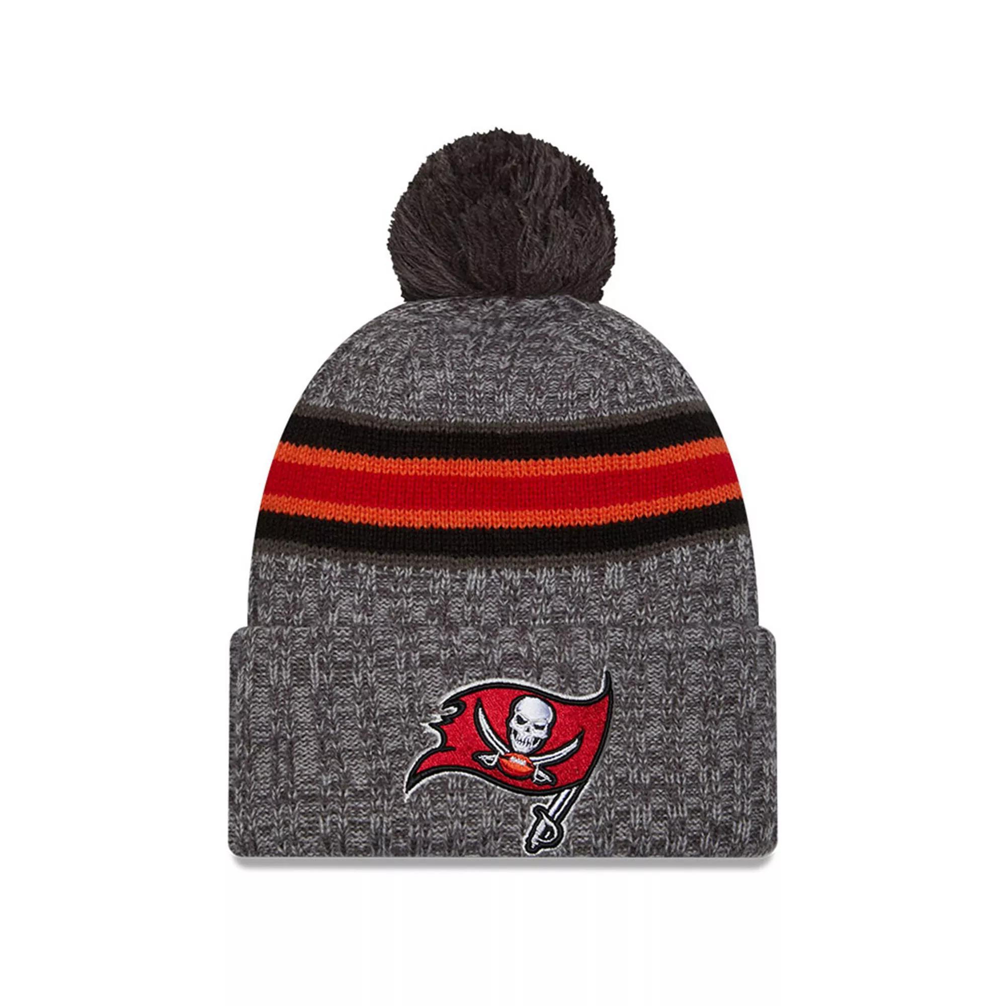 Men's New Era  Gray Tampa Bay Buccaneers 2023 Sideline Sport Cuffed Pom Knit Hat, Grey Product Image