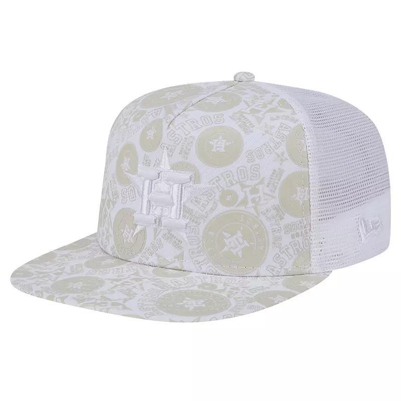 Mens New Era Houston Astros Logo Dunes A-Frame Trucker 9FIFTY Snapback Hat Product Image