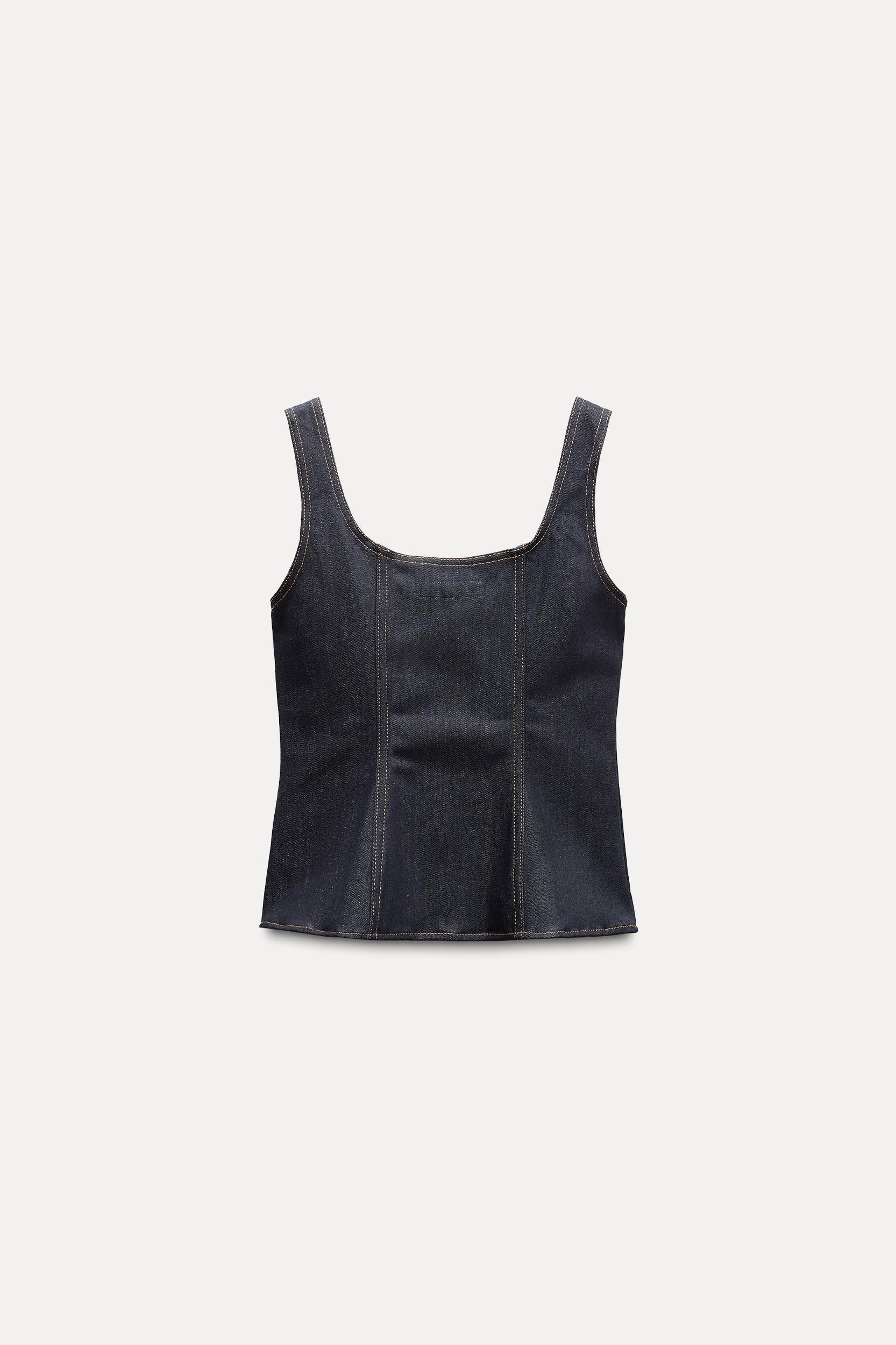 ZIPPERED DENIM TOP ZW COLLECTION Product Image