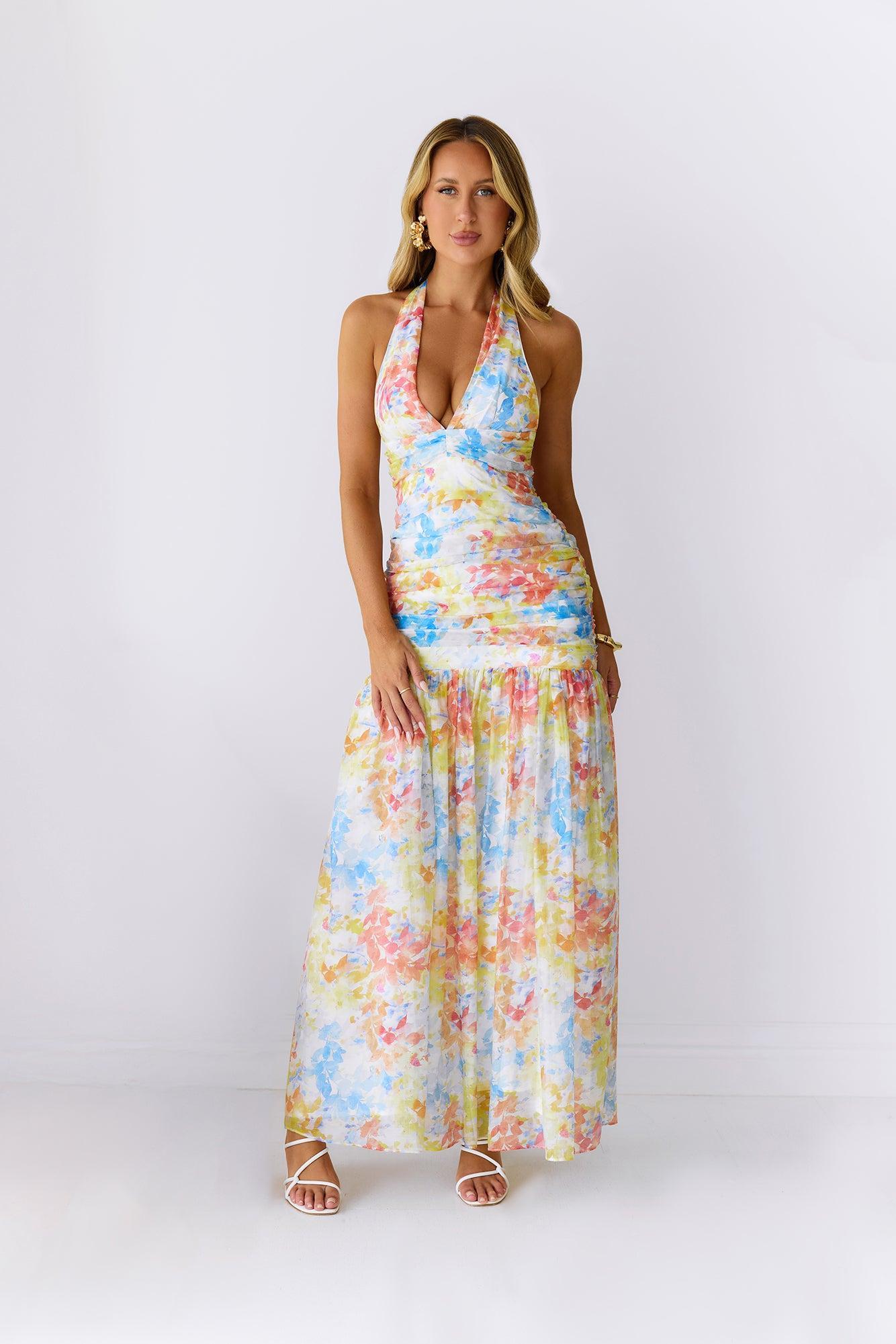 Coral Reef Beauty Halter Maxi Dress Multi Product Image
