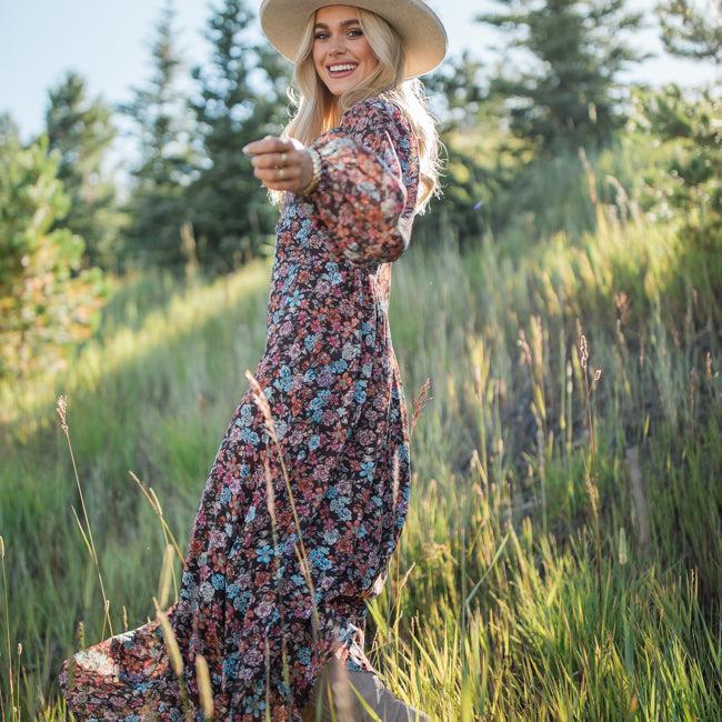 In The Air Multi Floral Lace Detail Maxi Dress FINAL SALE Product Image