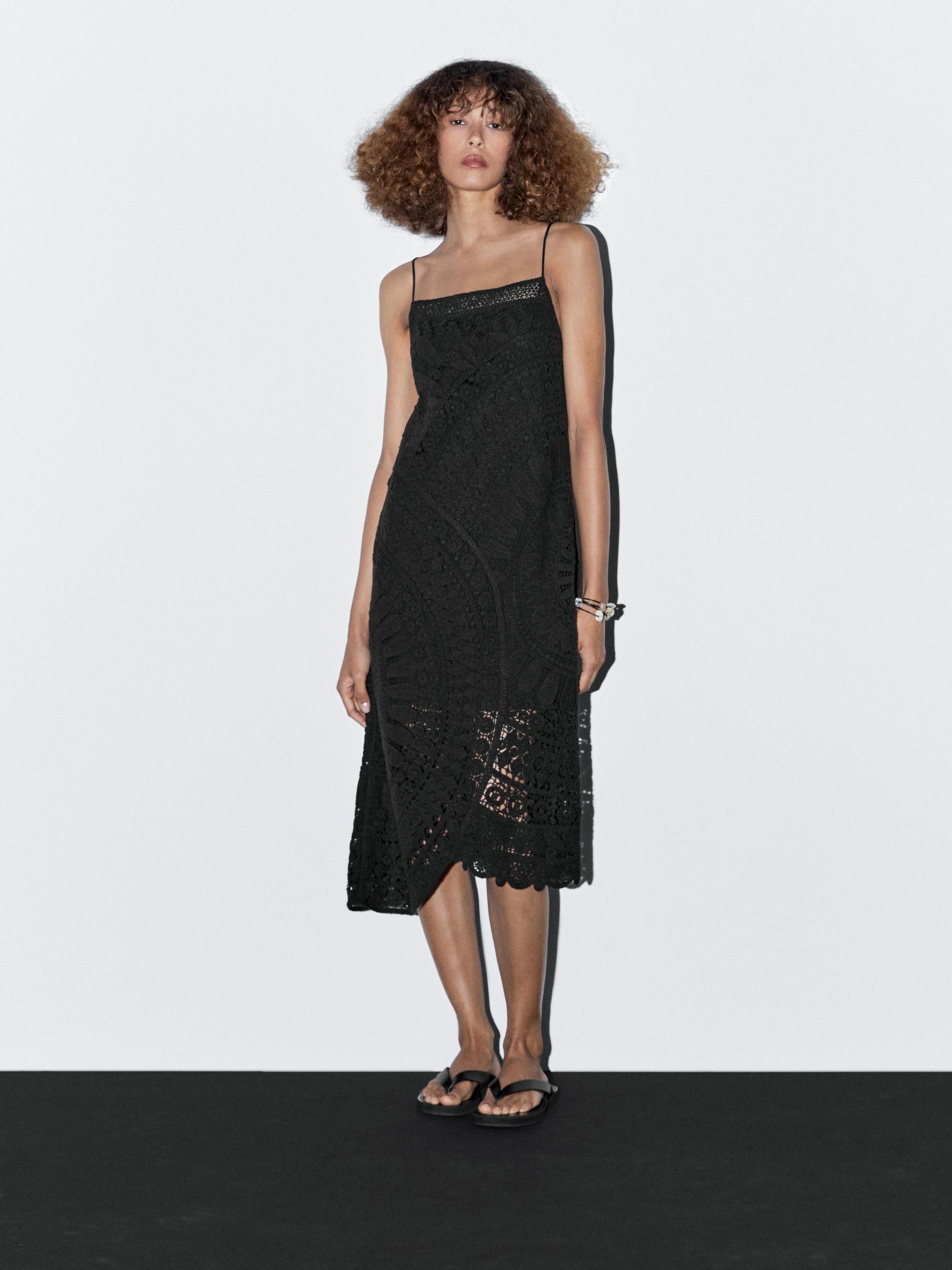 100% cotton crochet midi dress Product Image