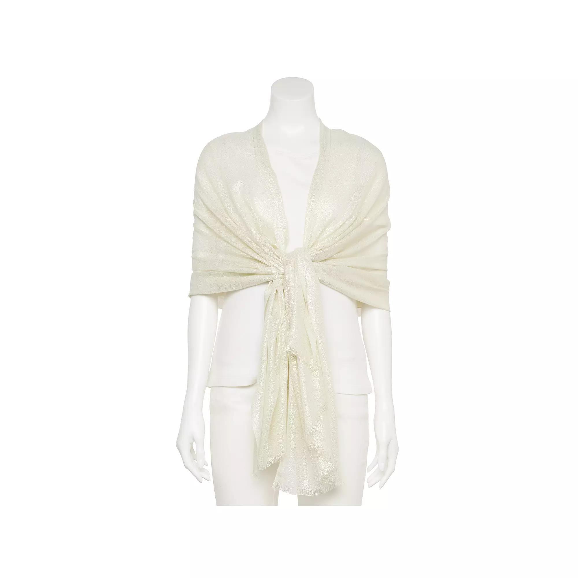Women's Nine West Solid Shimmer Wrap, Ivory Product Image