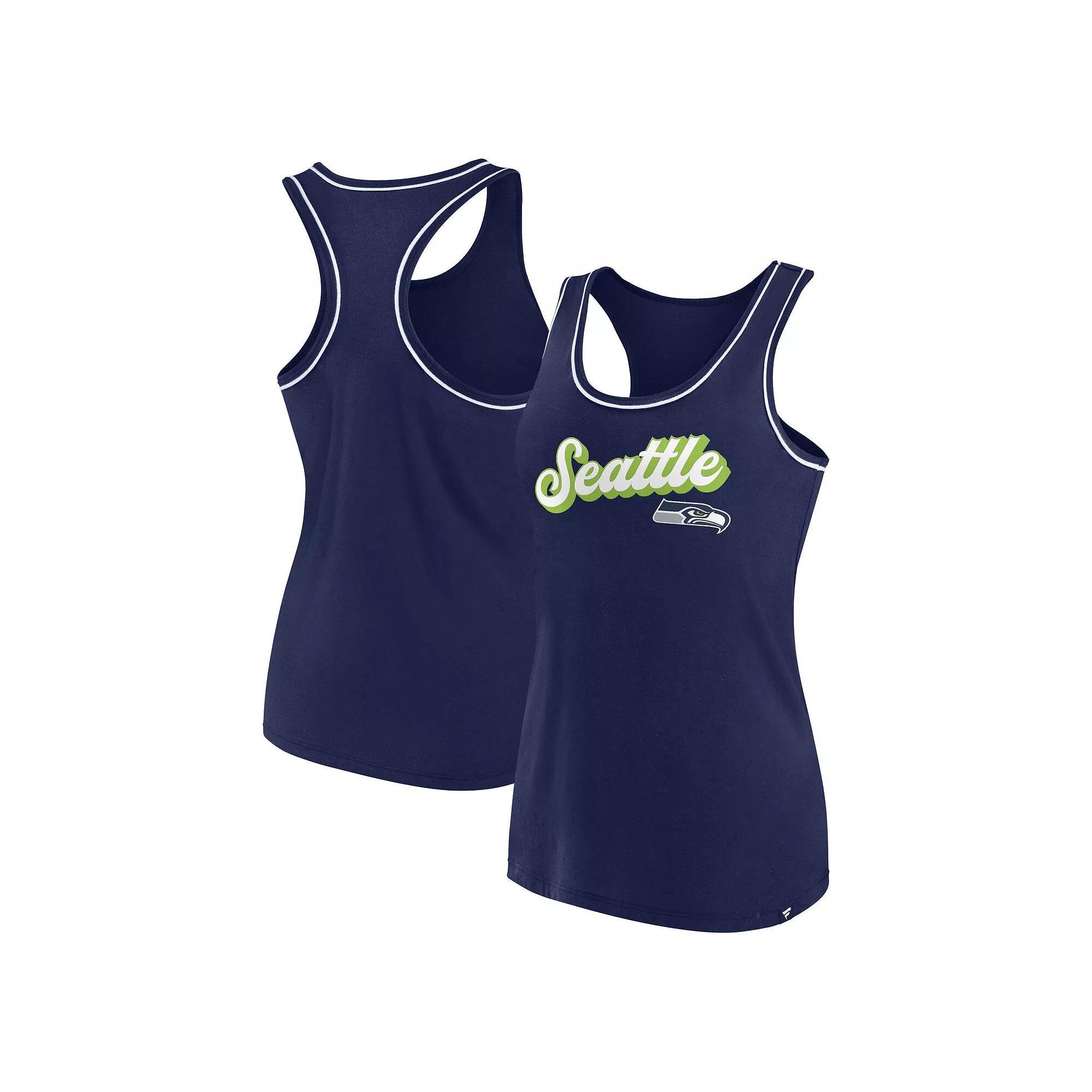 Women's Fanatics Branded Navy Memphis Grizzlies Wordmark Logo Racerback Tank Top, Size: Medium, Grz Blue Product Image