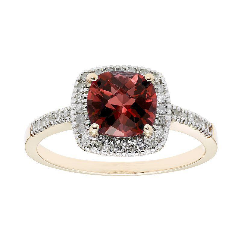 Garnet 10K Gold & 1/5 Carat T.W. Diamond Frame Ring, Womens White Product Image