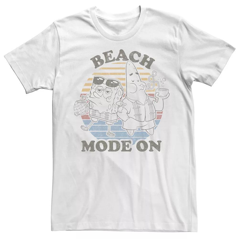 Men's Spongebob Squarepants Beach Mode On Faded Retro Tee, Size: Small, White Product Image