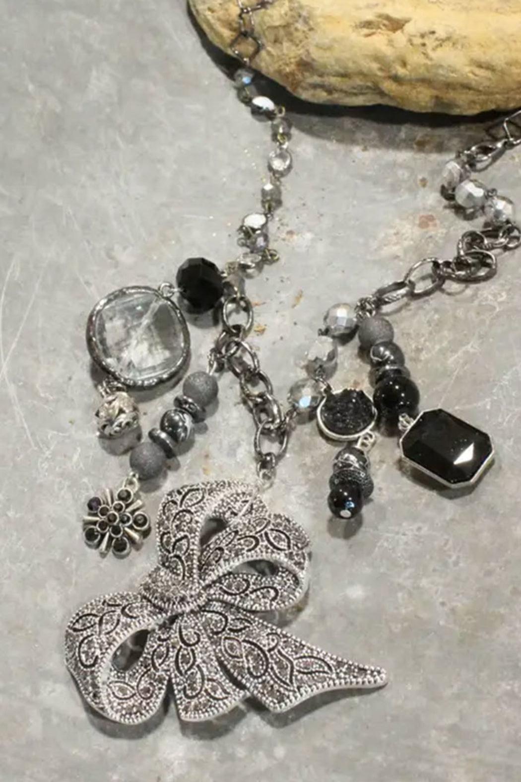 Bow Glass Charmed Necklace Product Image