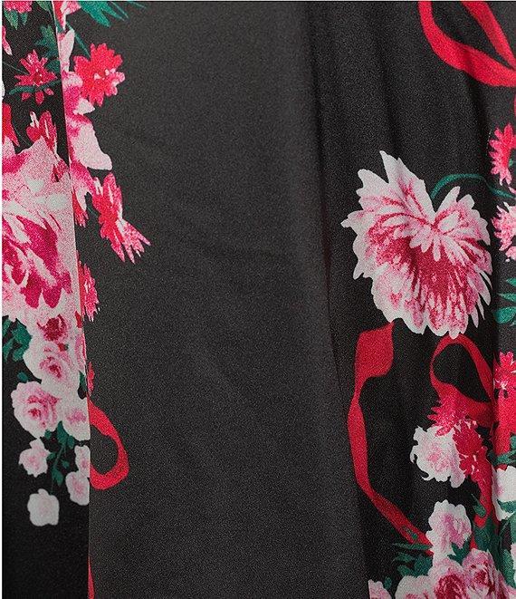 B. Darlin Floral Print Pleated Bustier Lace Up Back Skater Dress Product Image