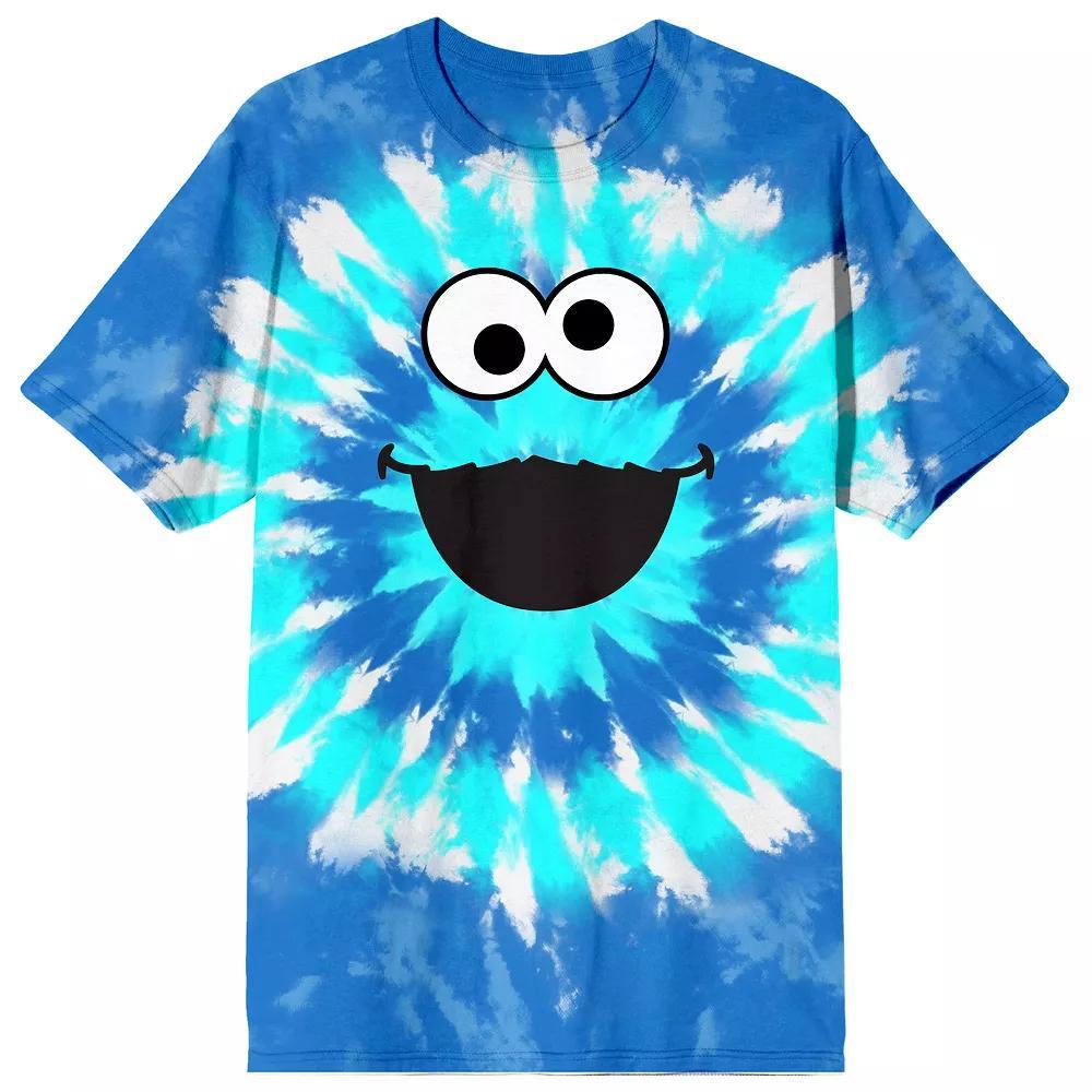 Men's Sesame Street Cookie Monster Tie Dye Graphic Tee, Size: XL, Blue Product Image