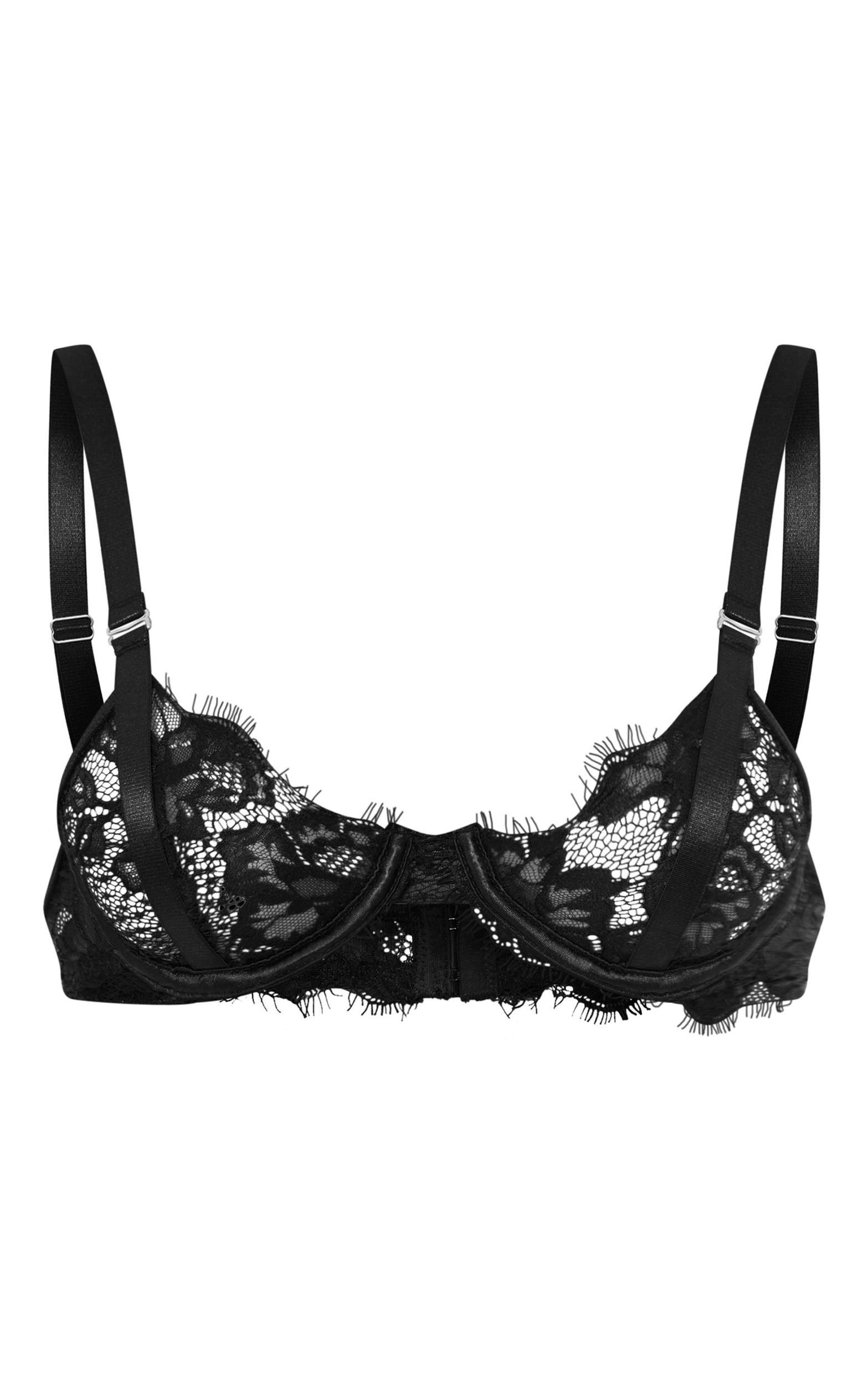 Black Eyelash Lace Underwired Bra Product Image