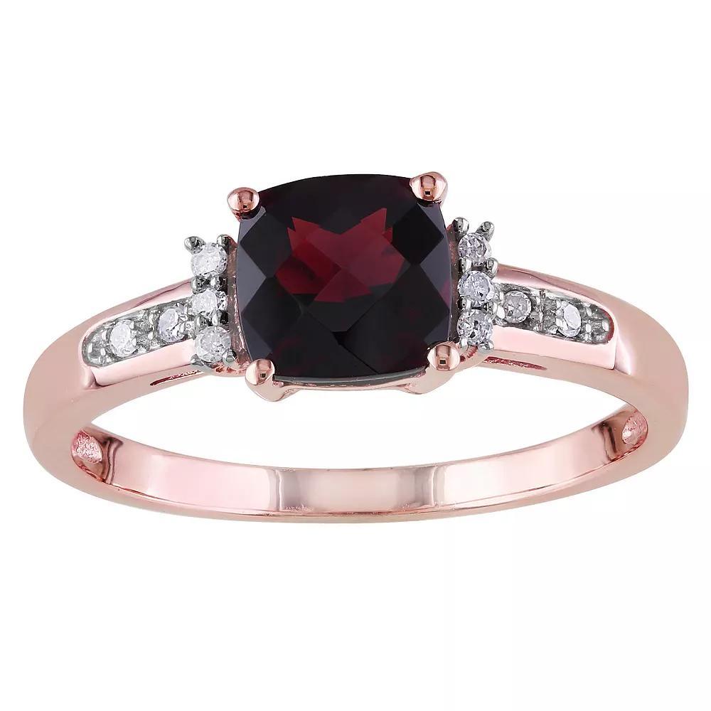 Stella Grace 10k Rose Gold Cushion Cut Garnet & Diamond Accent Ring, Women's Product Image