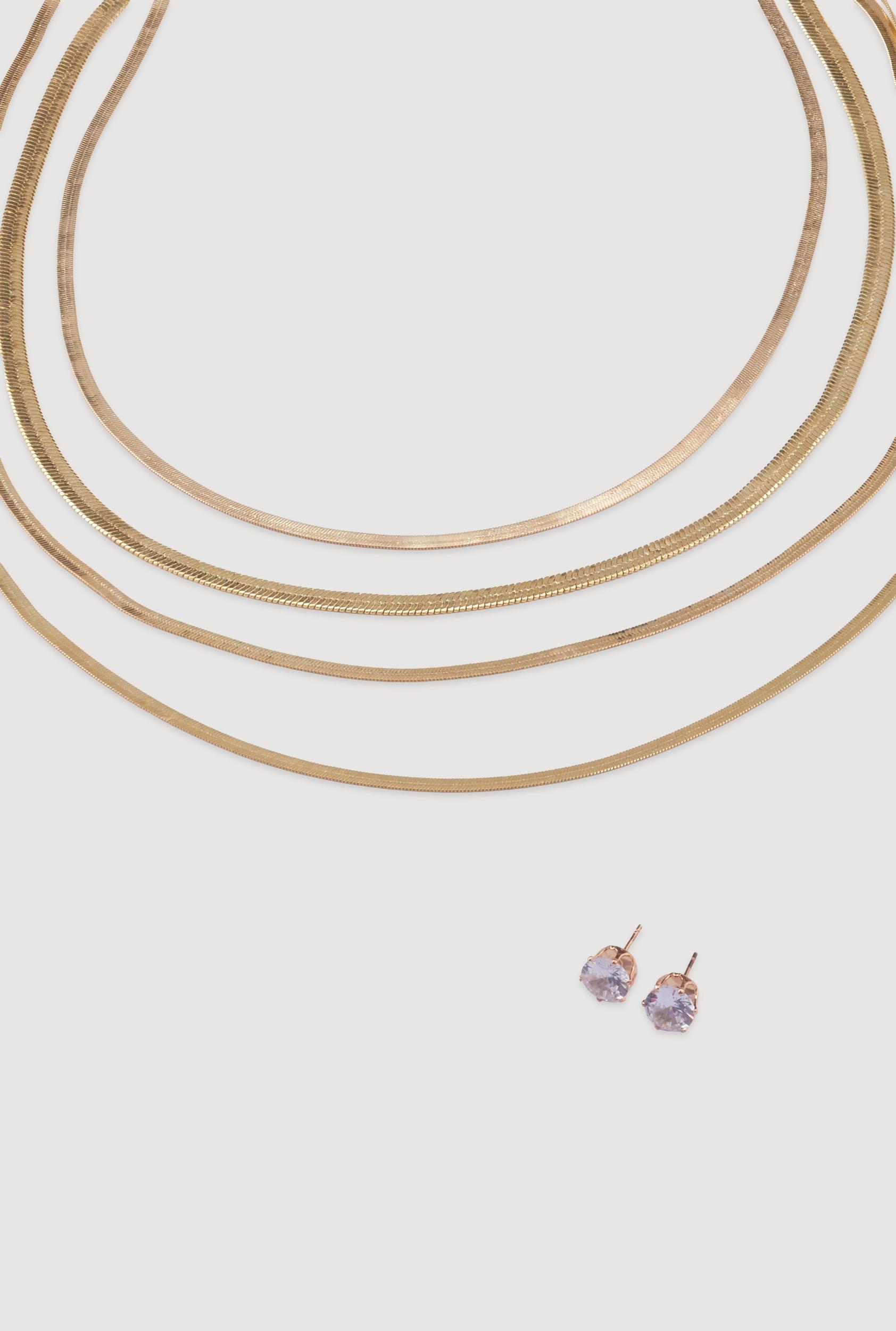 Cubic Zirconia Bear Charm Necklace with Stud Earrings Female Product Image