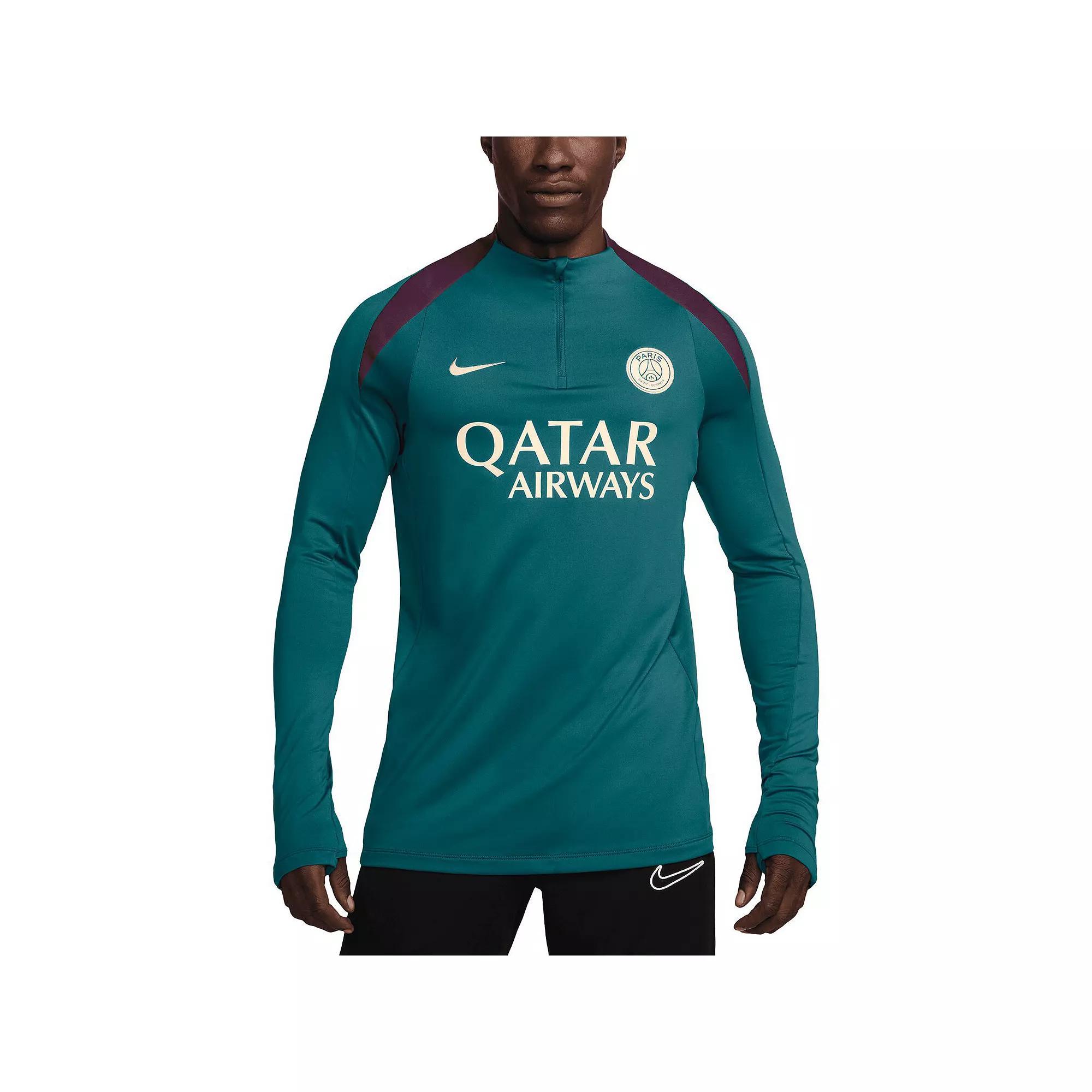 Men's Nike Teal Paris Saint-Germain 2024/25 Strike Drill Performance Quarter-Zip Long Sleeve Top, Size: XL, Psg Blue Product Image