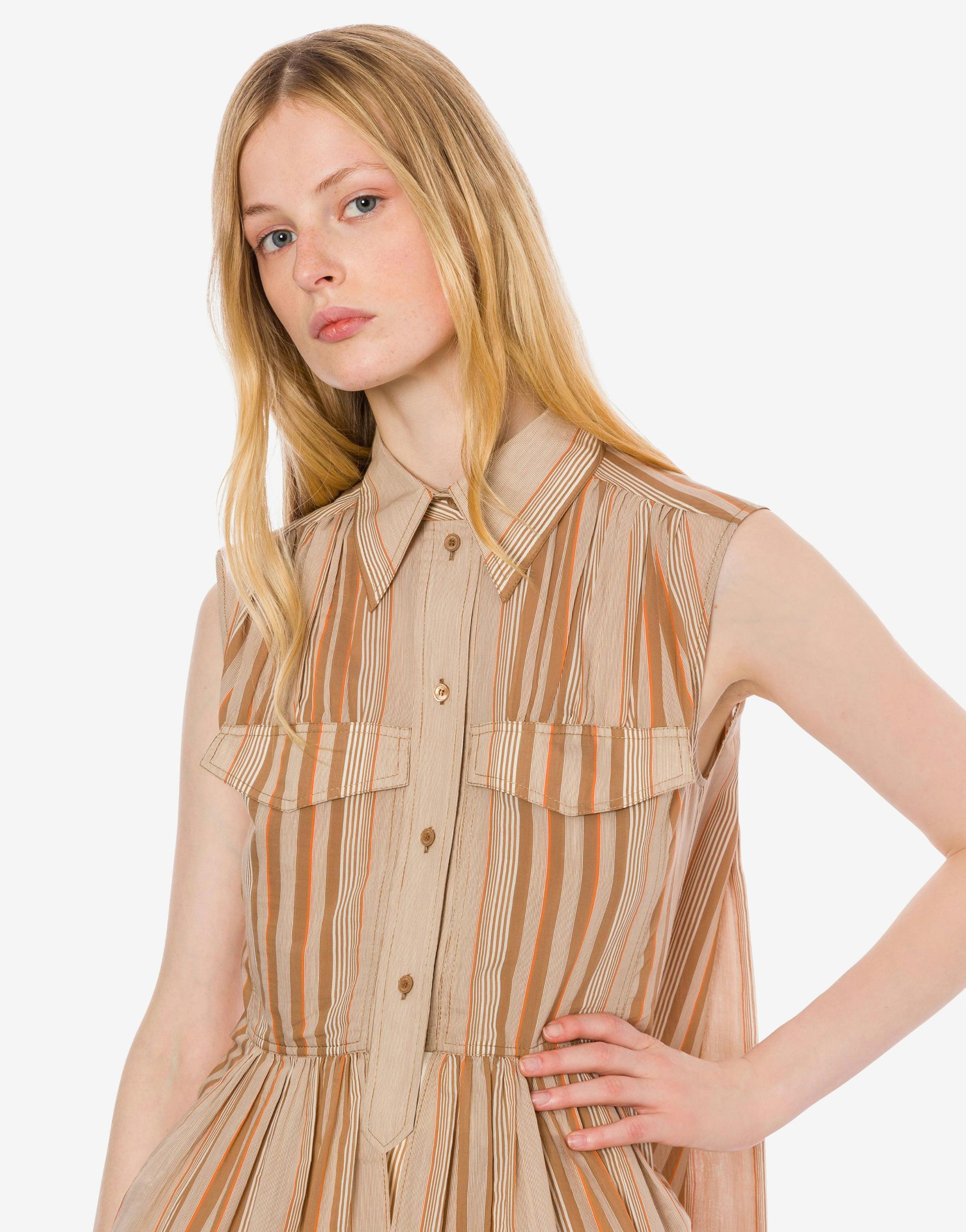 Muslin shirt top with alternating stripes Product Image