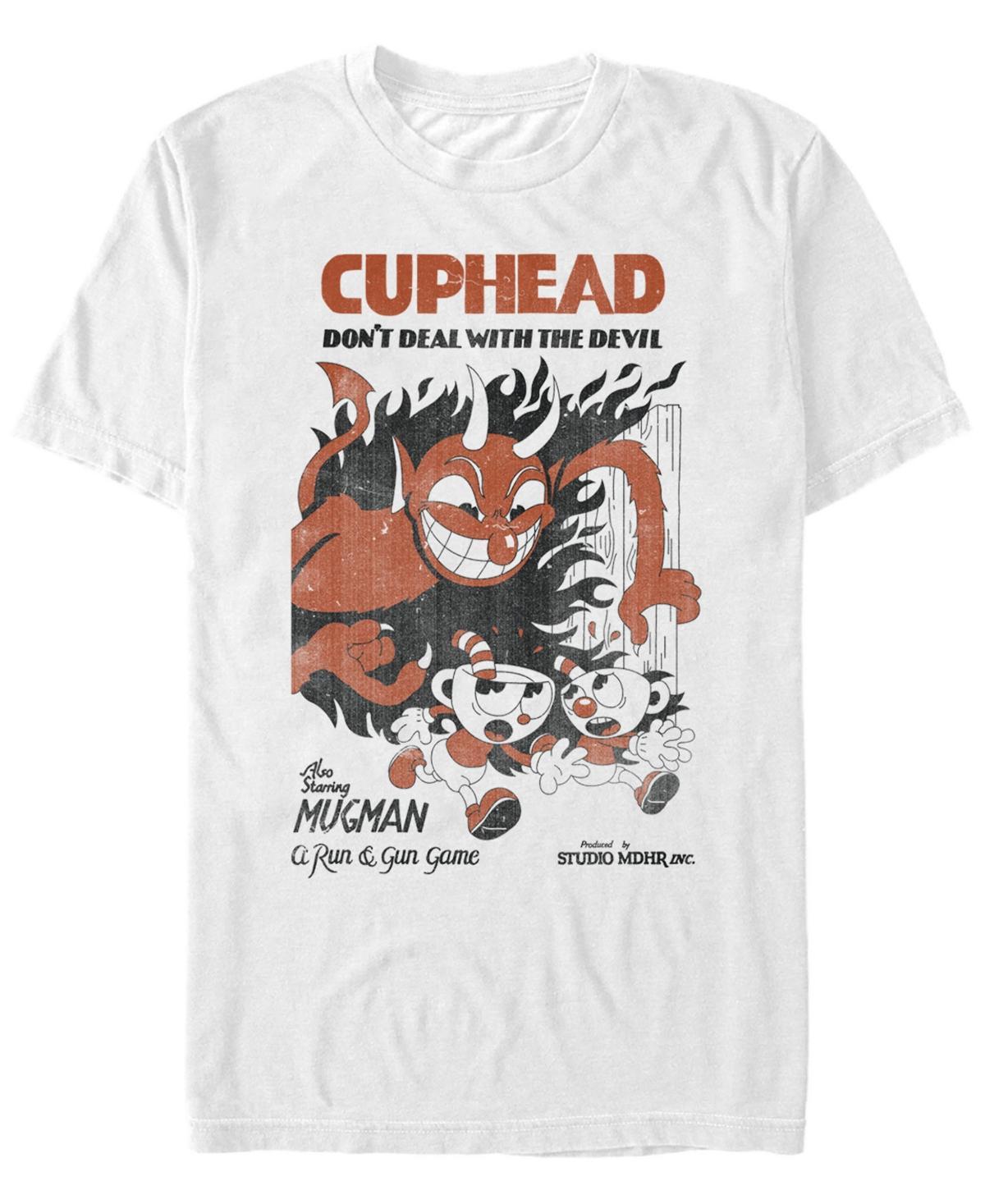 Men's Cuphead Vintage Don't Deal With The Devil Tee, Size: Large, White Product Image