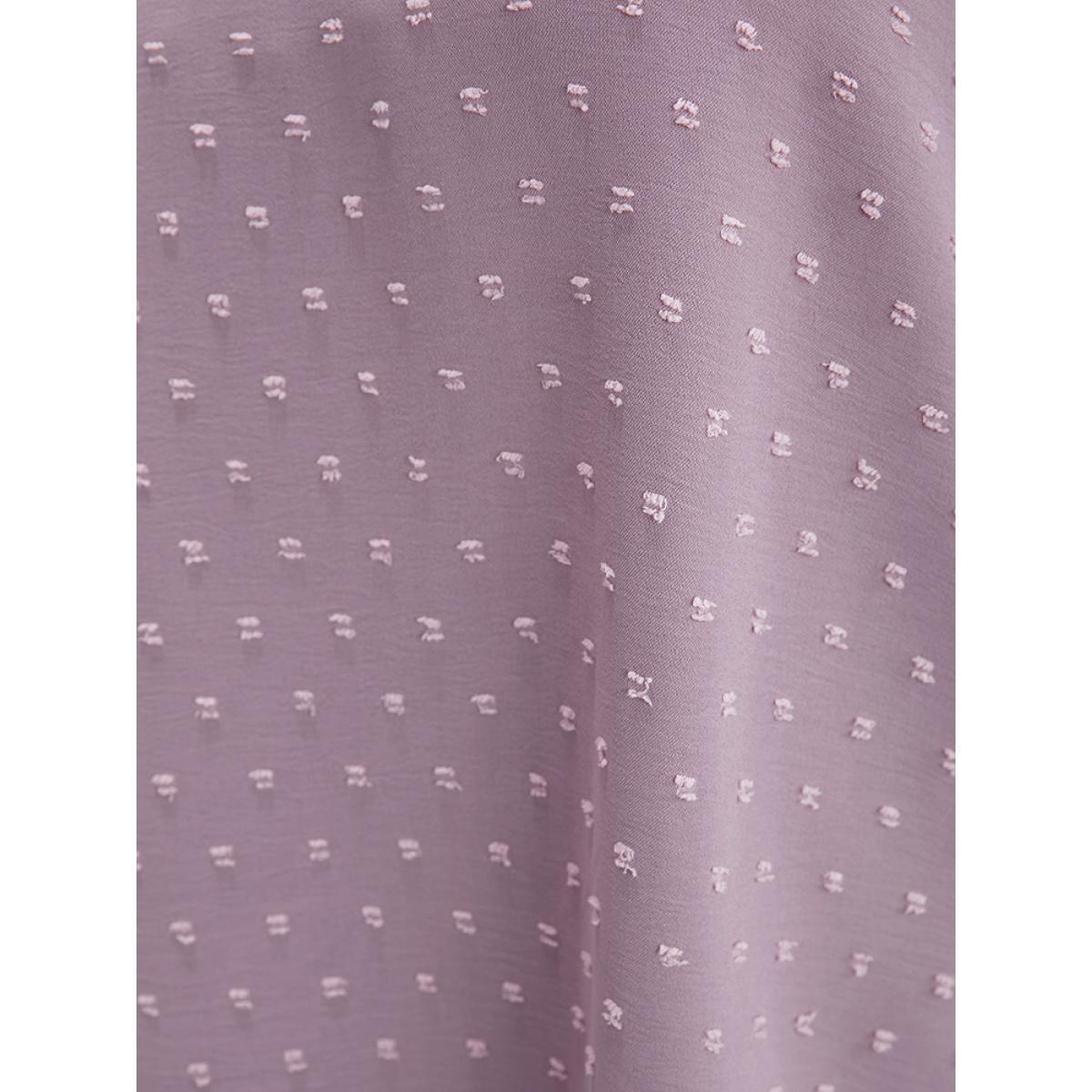 Plus Size Mauve Polka Dot Round Neck Ruffle Sleeve Blouse Women Casual Elbow-length sleeve Round Neck Dailywear Blouses BloomChic 30/6X Product Image