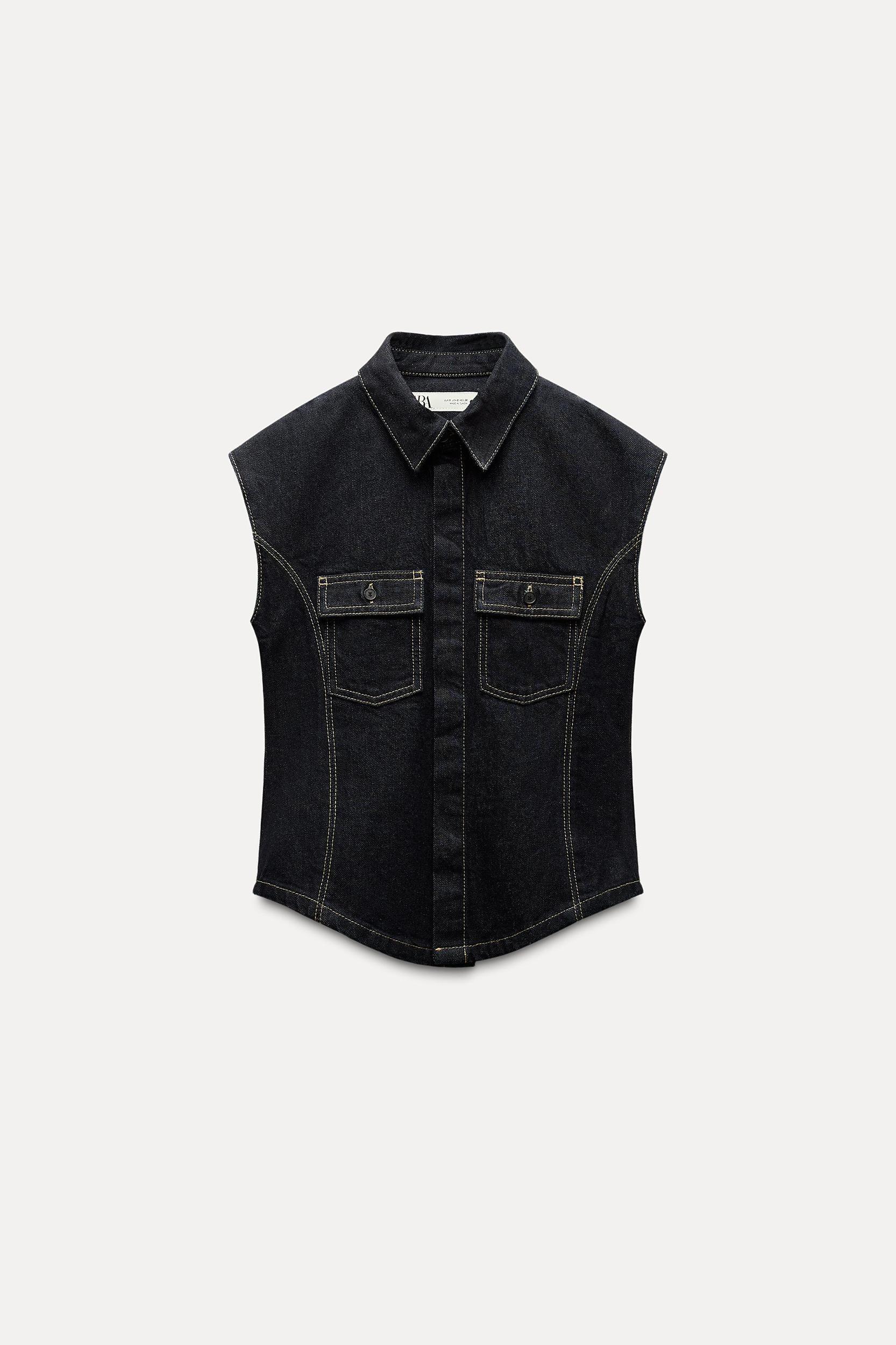 TOPSTITCH DENIM VEST ZW COLLECTION Product Image