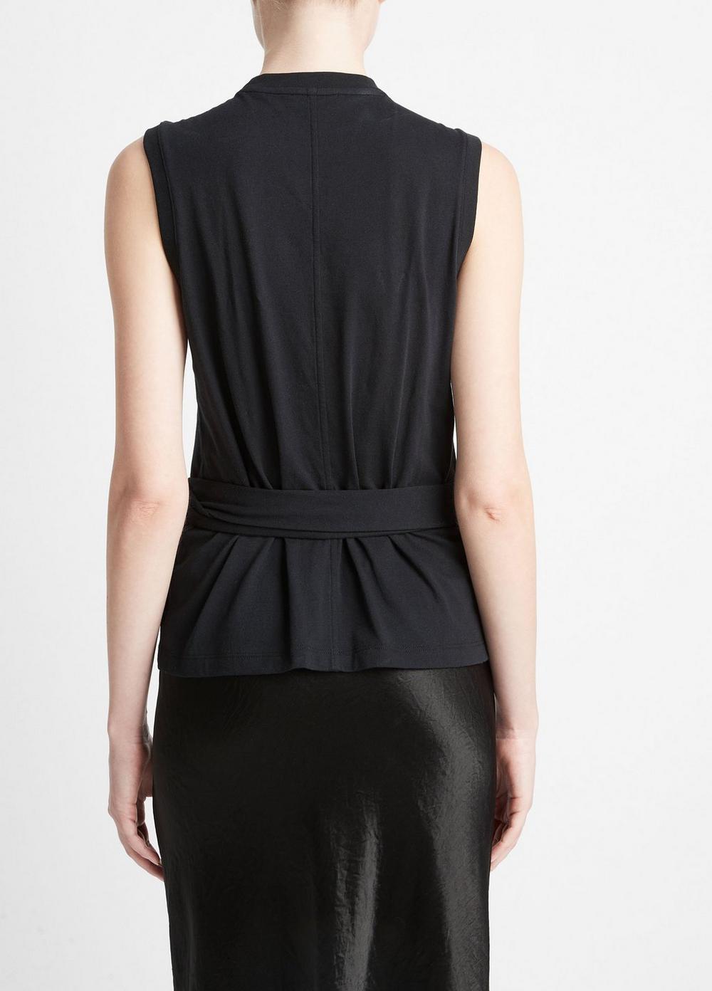 Womens Cotton Sleeveless Wrap Top, Optic White, Size S Vince Product Image