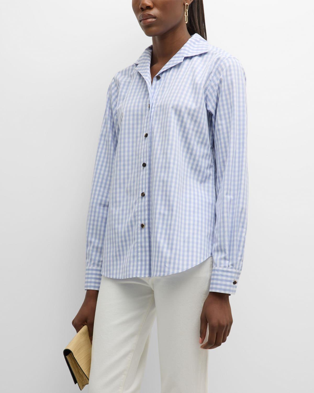 Womens Gingham Cotton Poplin Blouse Product Image