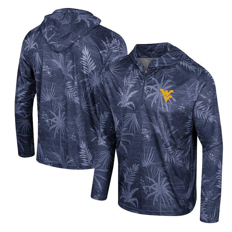 Mens Colosseum Illinois Fighting Illini Palms Printed Lightweight Quarter-Zip Hooded Top Blue Product Image