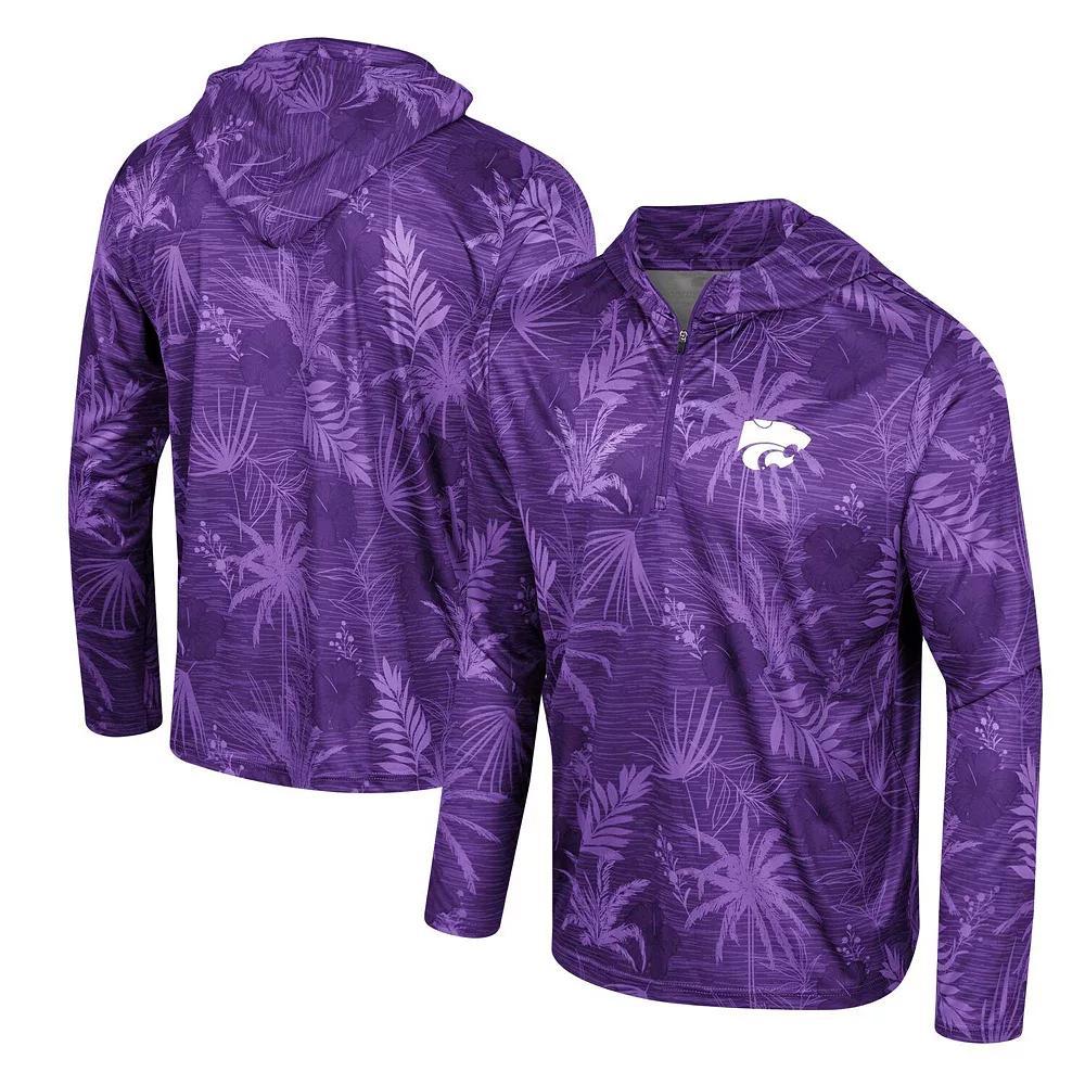 Men's Colosseum Blue UCLA Bruins Palms Printed Lightweight Quarter-Zip Hooded Top, Size: Medium Product Image