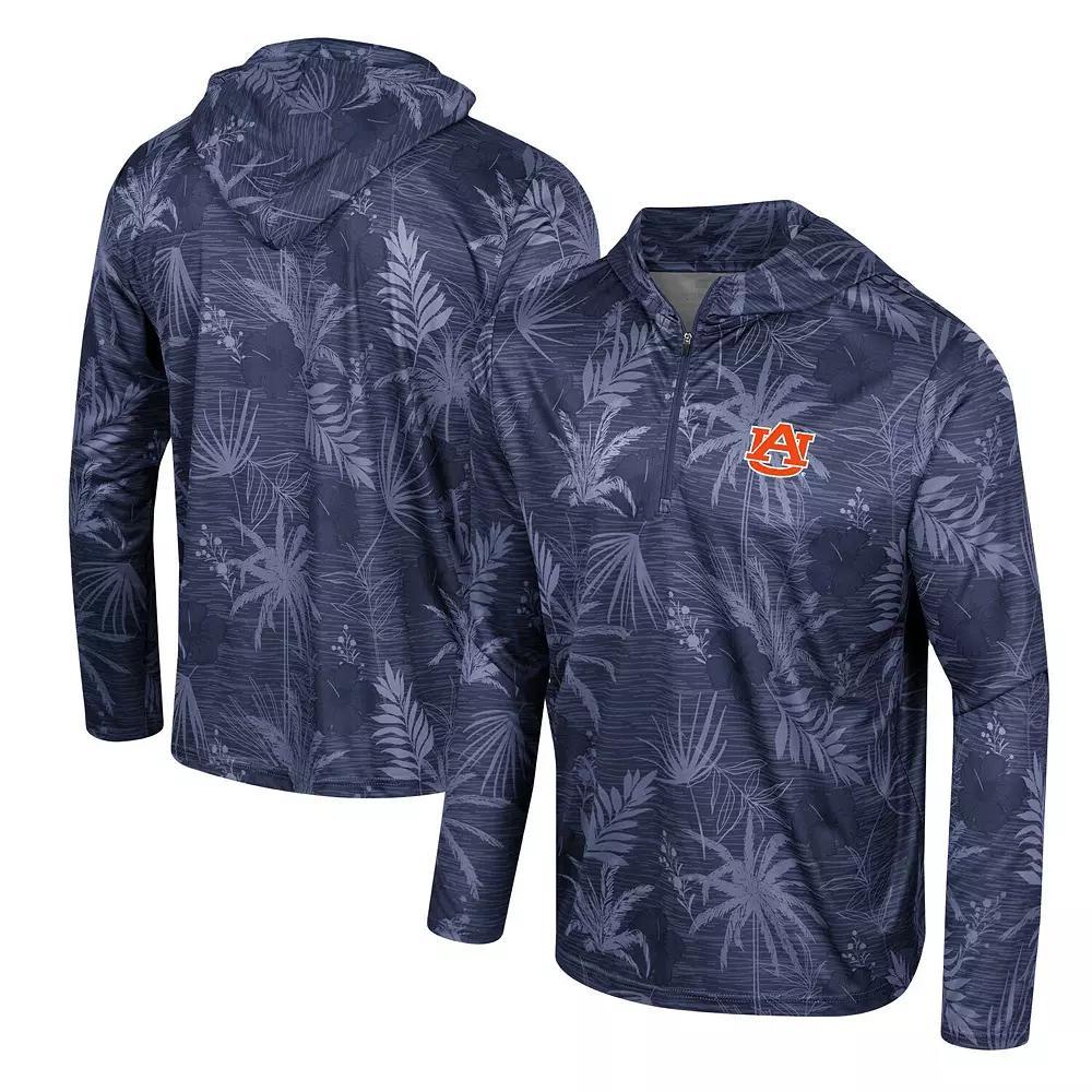 Men's Colosseum Cardinal Arkansas Razorbacks Palms Printed Lightweight Quarter-Zip Hooded Top, Size: Large, Red Product Image
