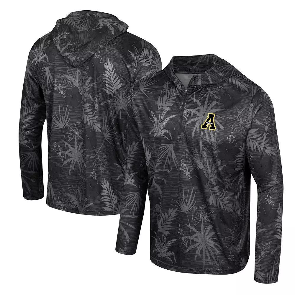Men's Colosseum Crimson Alabama Crimson Tide Palms Printed Lightweight Quarter-Zip Hooded Top, Size: Large, Red Product Image