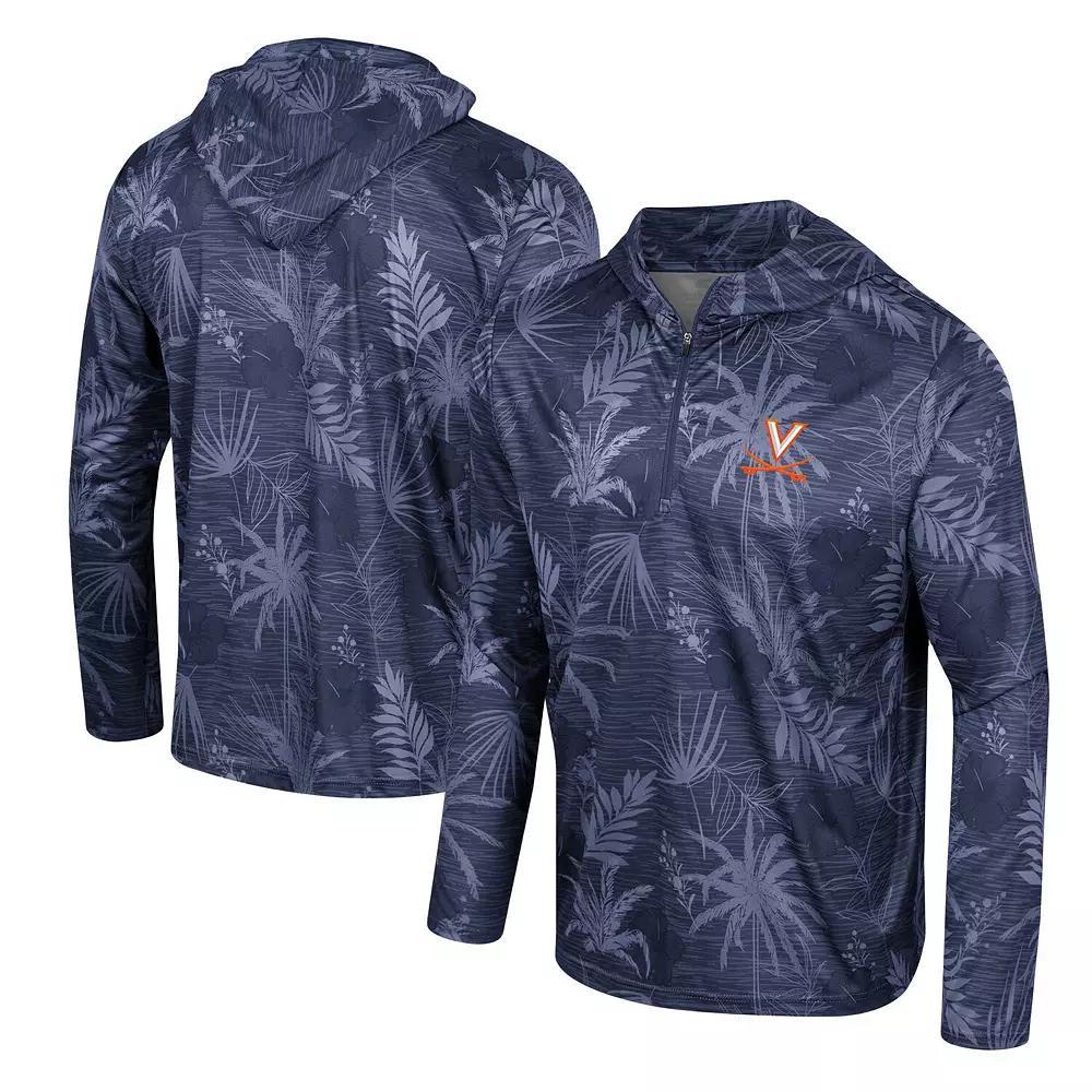 Men's Colosseum Cardinal Arkansas Razorbacks Palms Printed Lightweight Quarter-Zip Hooded Top, Size: Large, Red Product Image
