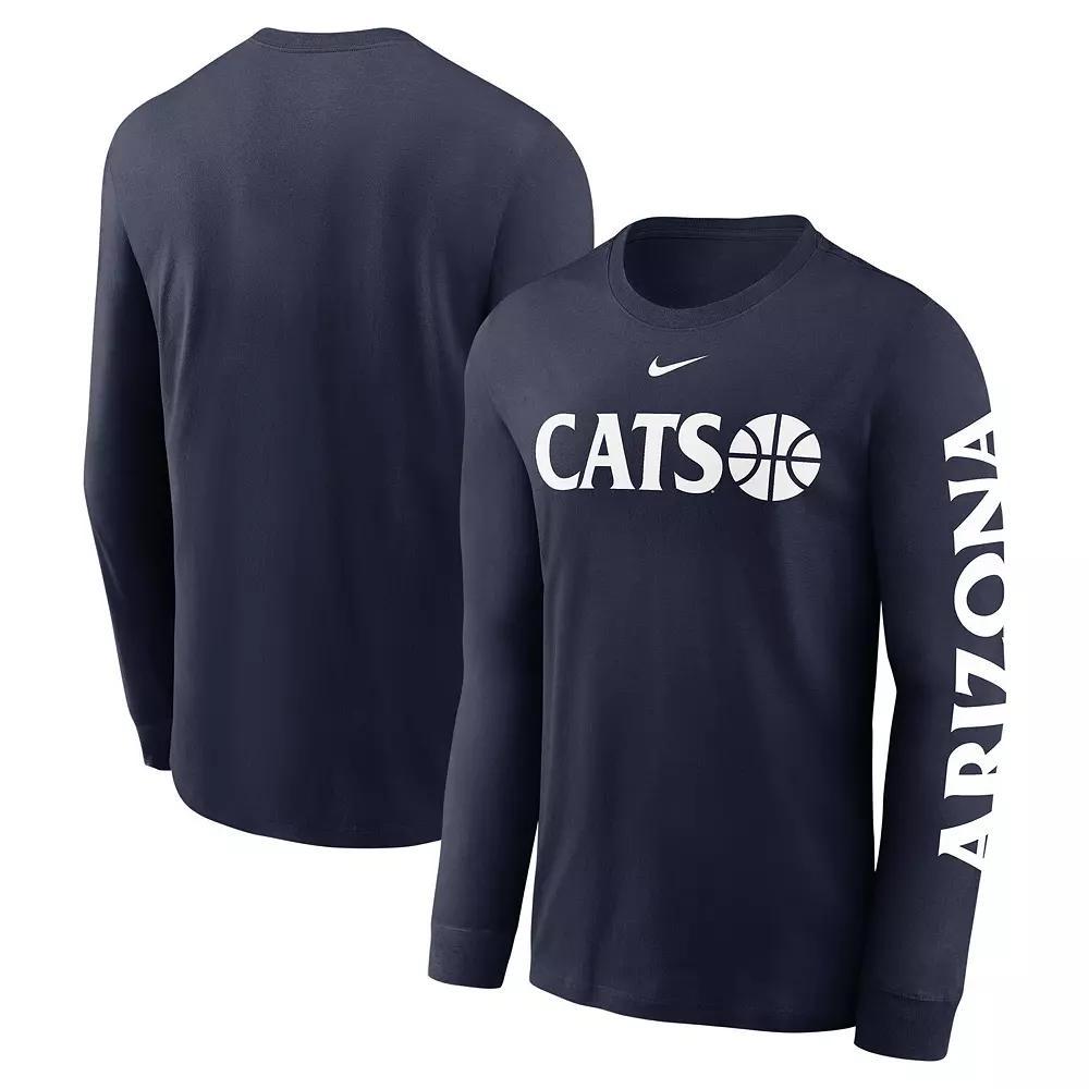 Men's Nike  Navy Arizona Wildcats Basketball Icon Two-Hit Long Sleeve T-Shirt, Size: Medium, Blue Product Image