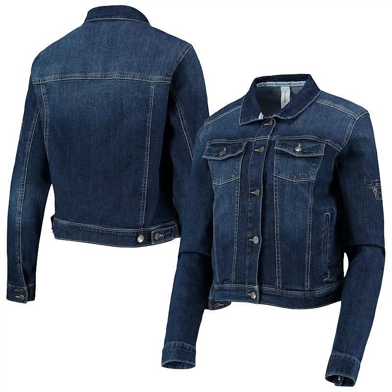 Women's Lusso Blue New York Knicks Georgie Crystals Button-Up Denim Jacket, Size: XS Product Image