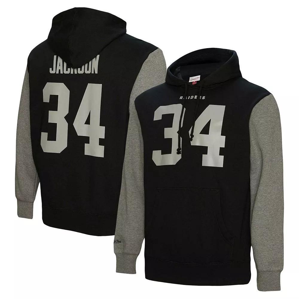 Men's Mitchell & Ness Bo Jackson Black Las Vegas Raiders Retired Player Name & Number Pullover Hoodie, Size: Small, Lvr Black Product Image