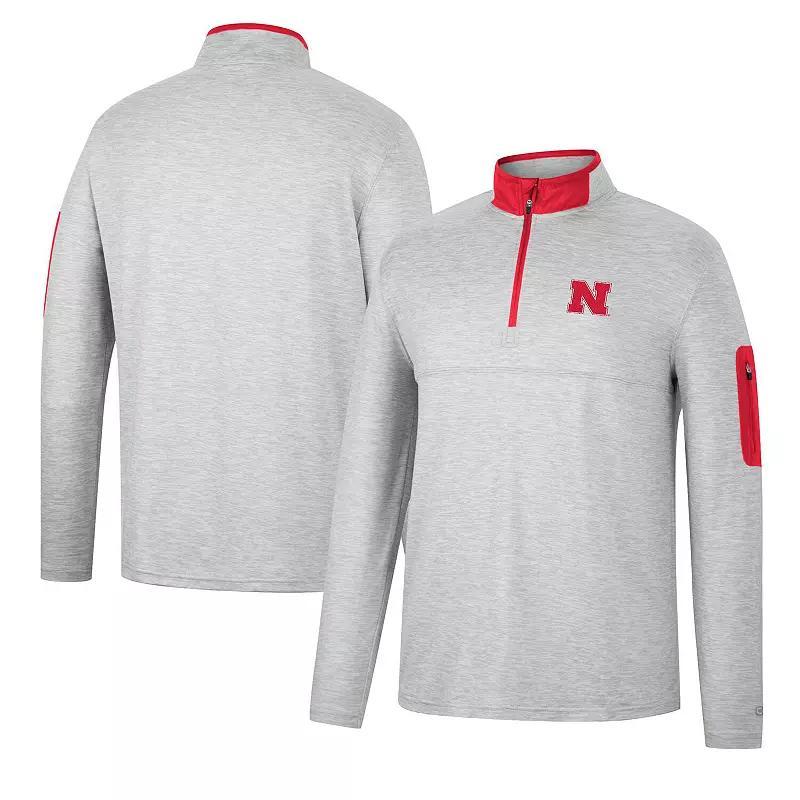 Men's Colosseum Heathered Gray/Crimson Washington State Cougars Country Club Windshirt Quarter-Zip Jacket, Size: 2XL, Wsc Grey Product Image