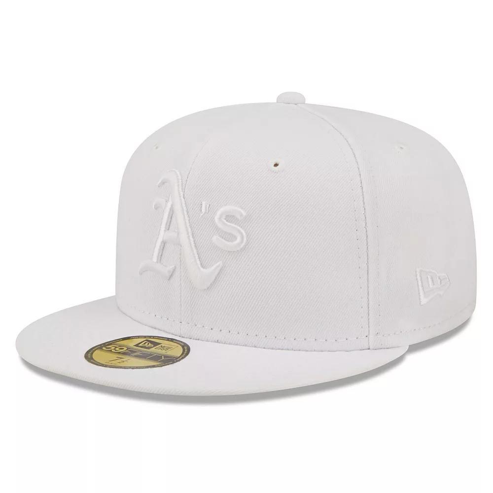 Men's New Era Oakland Athletics White on White 59FIFTY Fitted Hat, Size: 7 3/8 Product Image