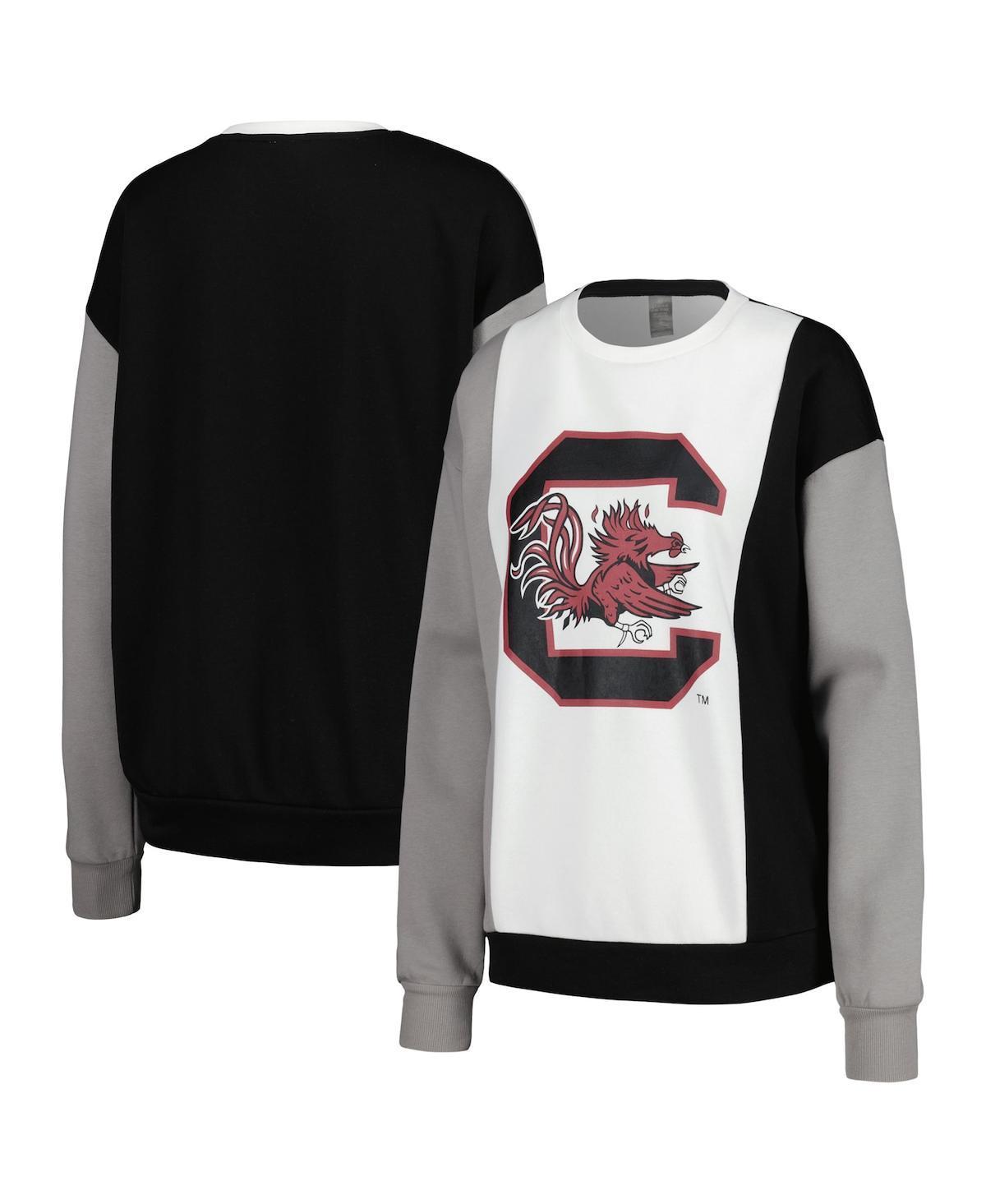 Women's Gameday Couture White/Black South Carolina Gamecocks Vertical Color-Block Pullover Sweatshirt, Size: Small Product Image