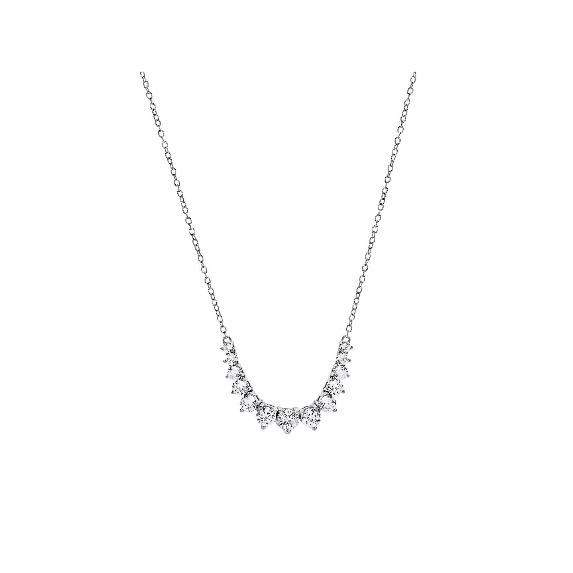 Gemstone Brilliance Lab-Created White Sapphire Graduated Necklace, Women's, Size: 18", Silver Tone Product Image