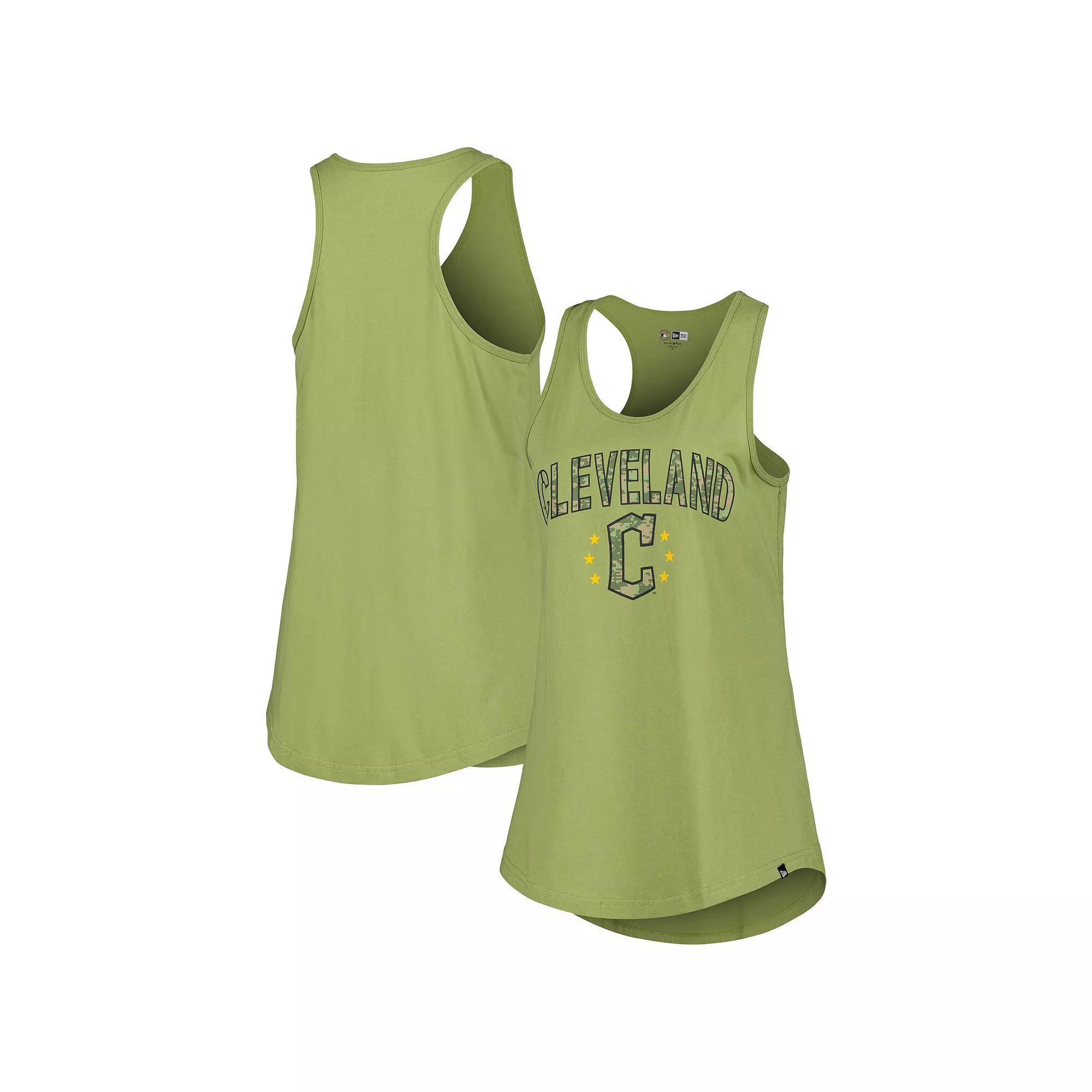 Women's New Era Olive Cleveland Guardians Armed Forces Day Tank Top, Size: Large, Grd Team Product Image