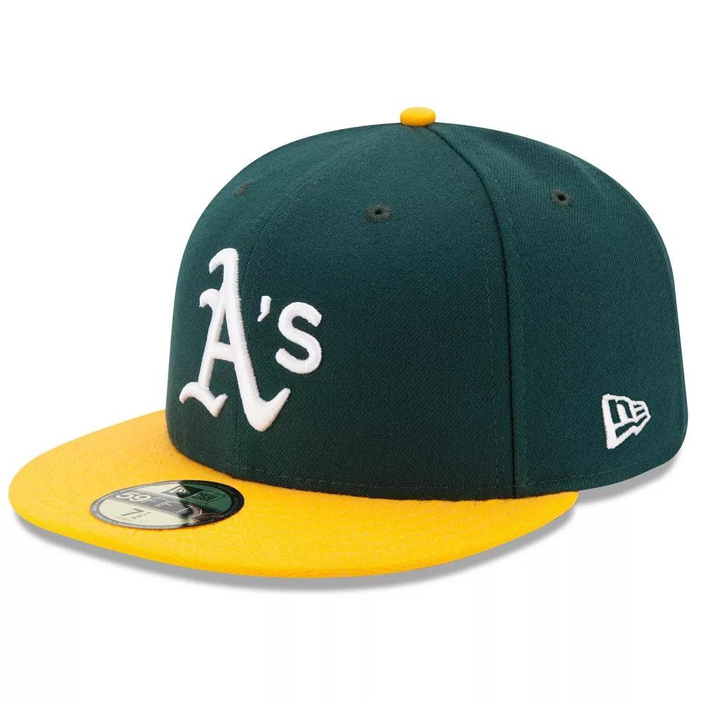 Men's New Era Green/Yellow Oakland Athletics Home Authentic Collection On-Field 59FIFTY Fitted Hat, Size: 7 5/8 Product Image