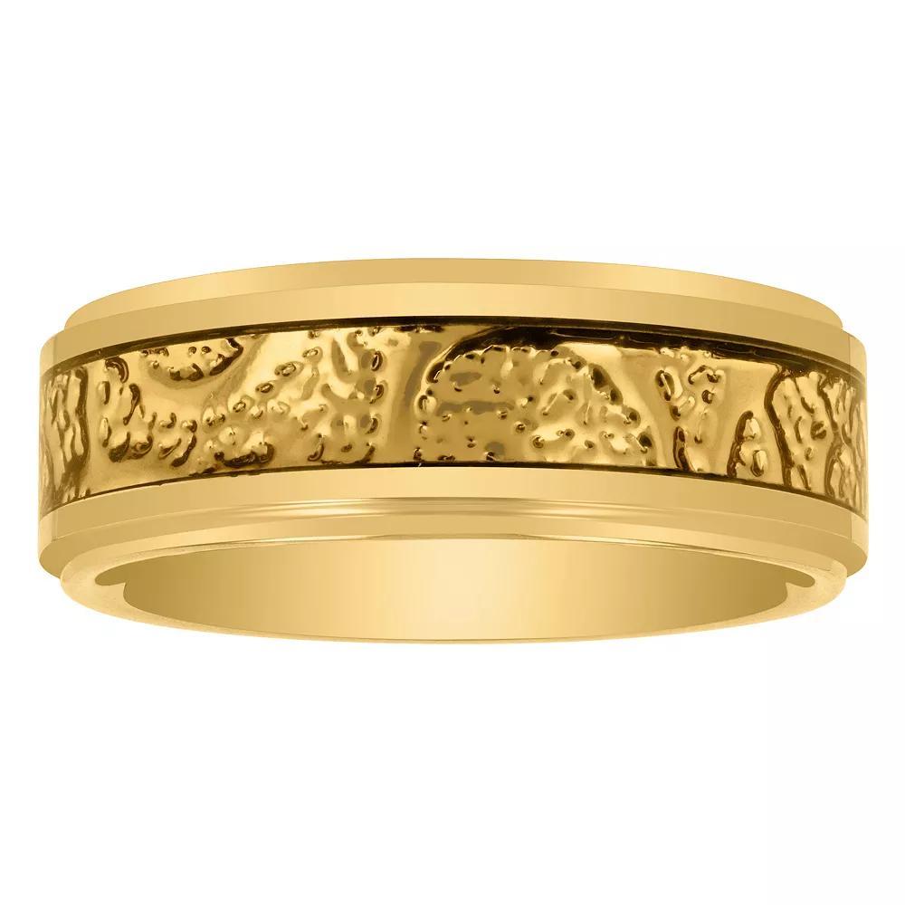 Men's Jewelry Nation Tantalum Gold Tone Textured Inlay Center Fashion Wedding Band, Size: 11 Product Image
