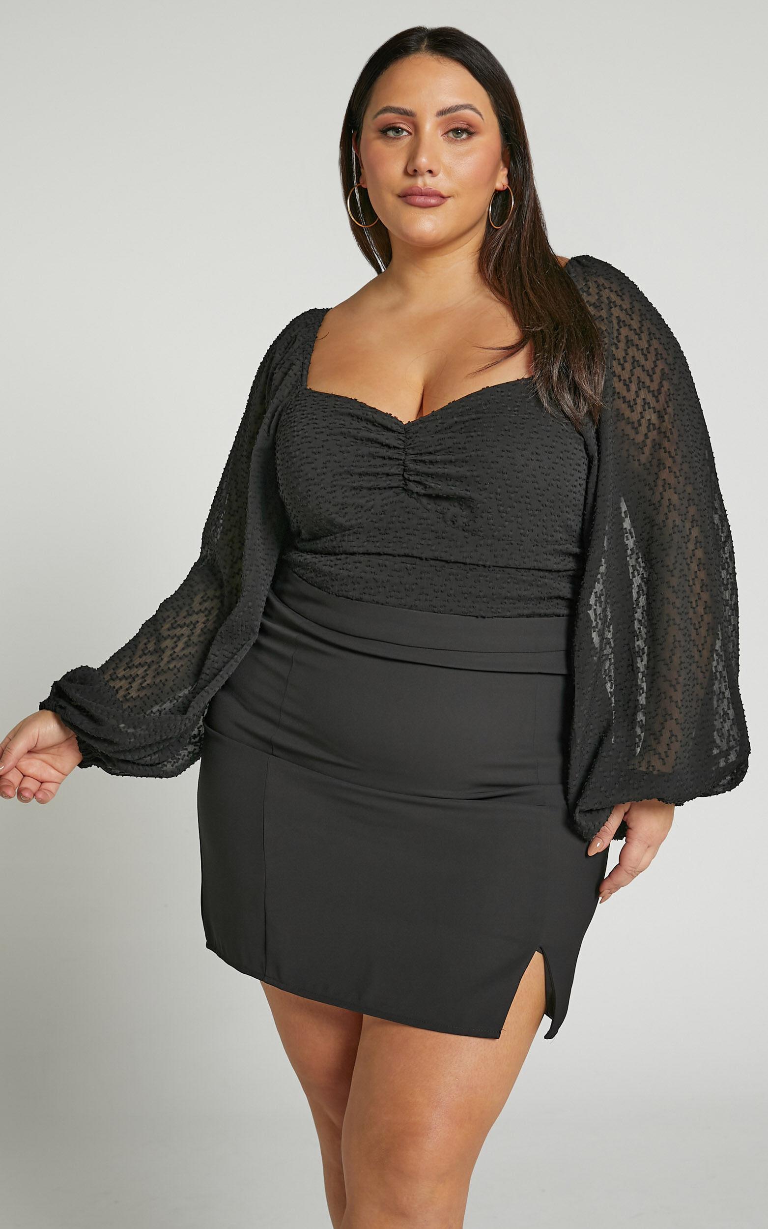 Evelenna Mini Skirt - High Waisted Split Skirt in Black Product Image