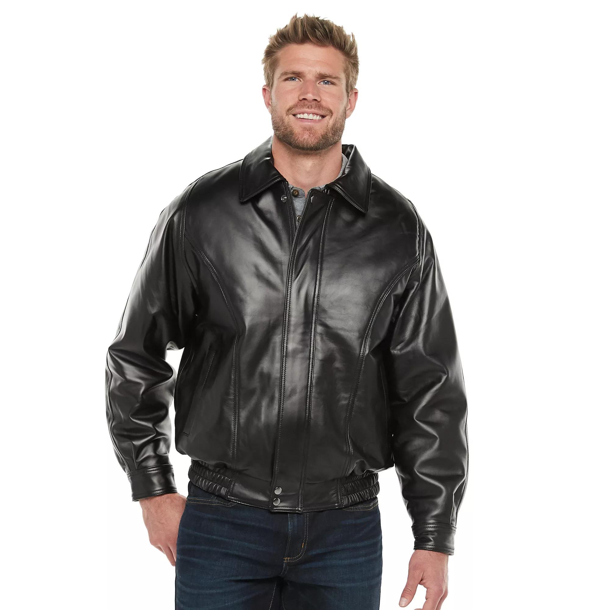 Men's Vintage Leather Leather Bomber Jacket, Size: Medium, Black Product Image
