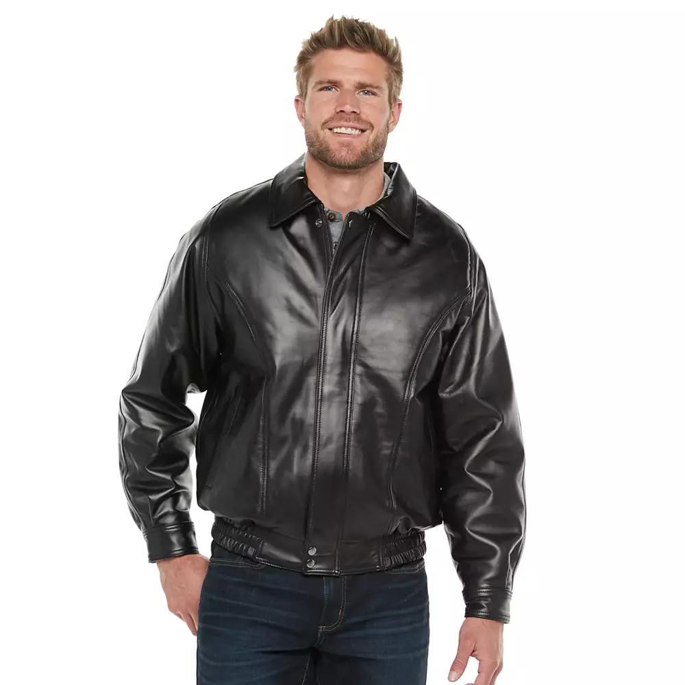 Men's Vintage Leather Leather Bomber Jacket, Size: Medium, Black Product Image