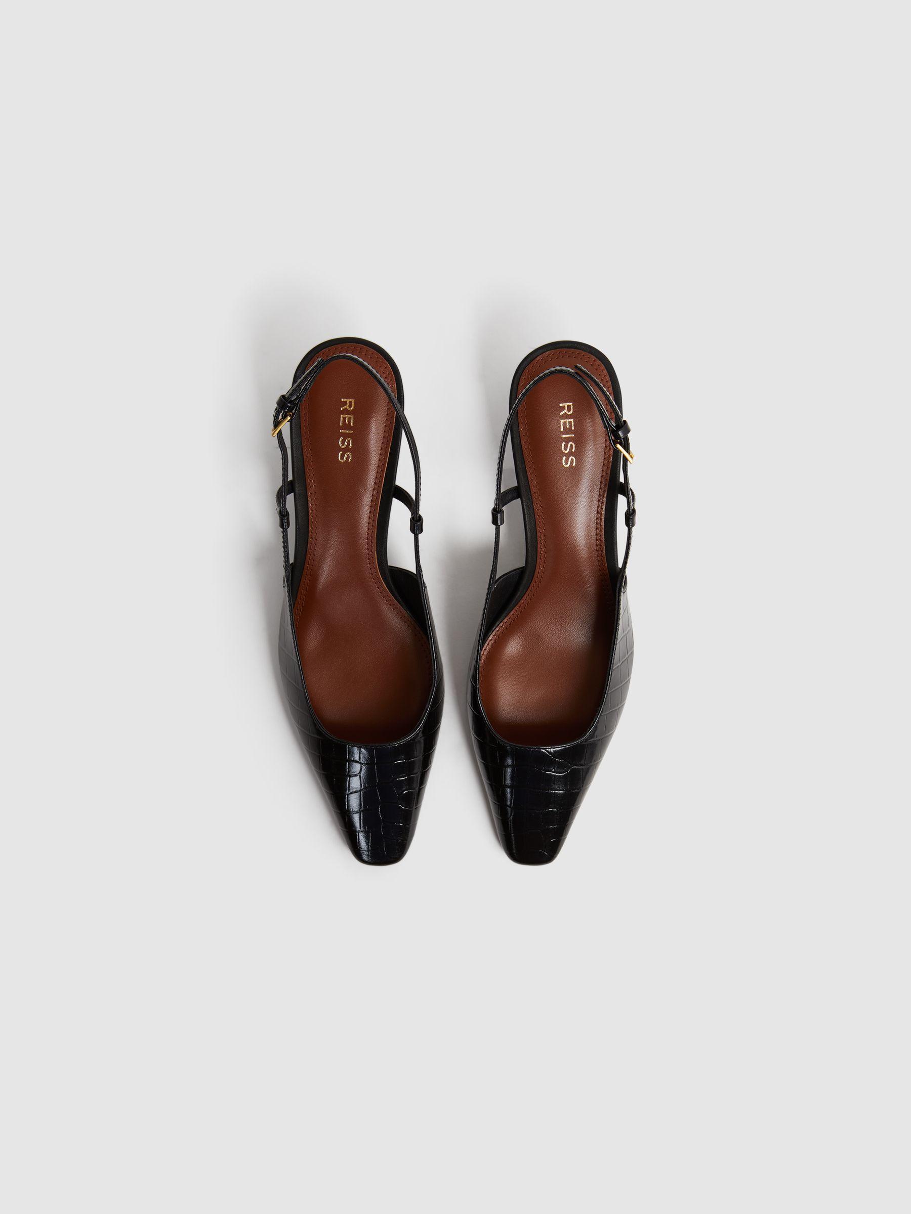 Leather Slingback Heels in Black Product Image