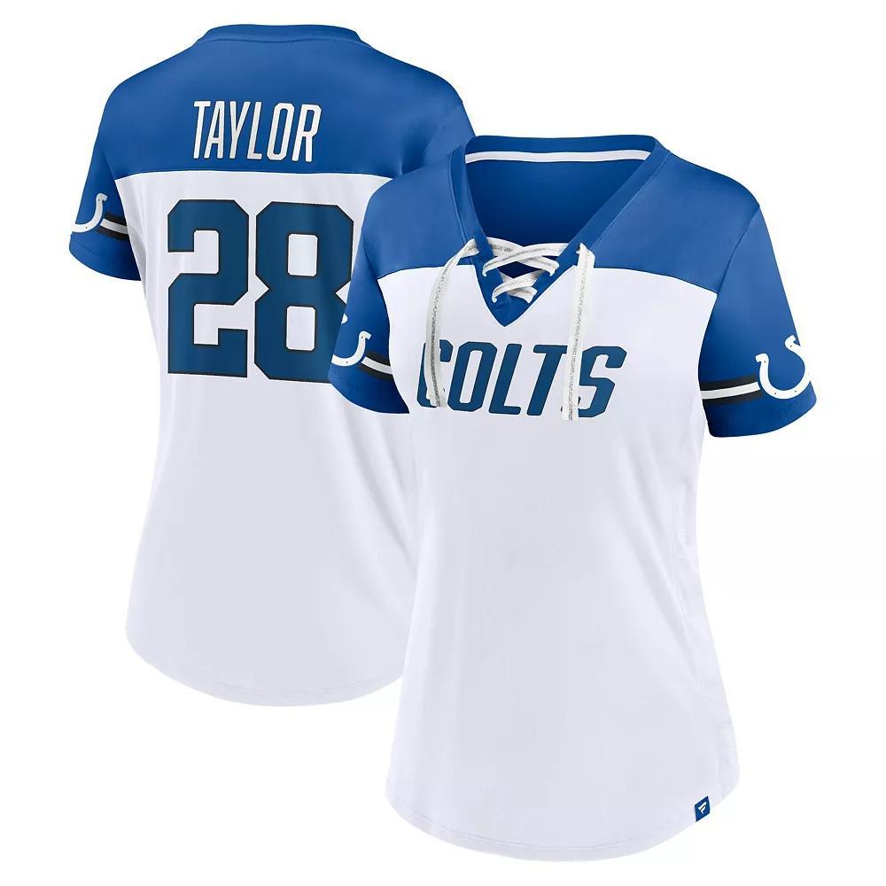 Women's Fanatics Branded Jonathan Taylor White Indianapolis Colts Athena Name & Number V-Neck Top, Size: Large Product Image