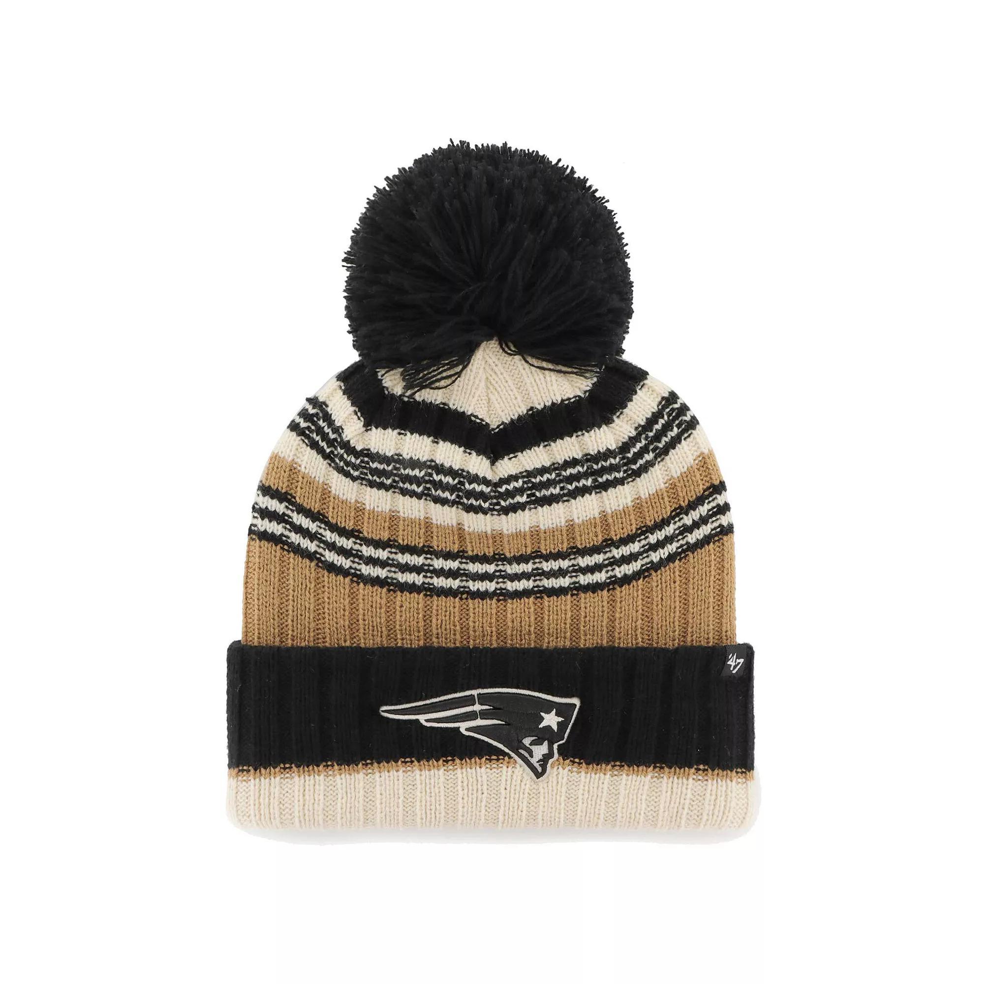 Women's '47 Natural New England Patriots Barista Cuffed Knit Hat with Pom, Beige Product Image