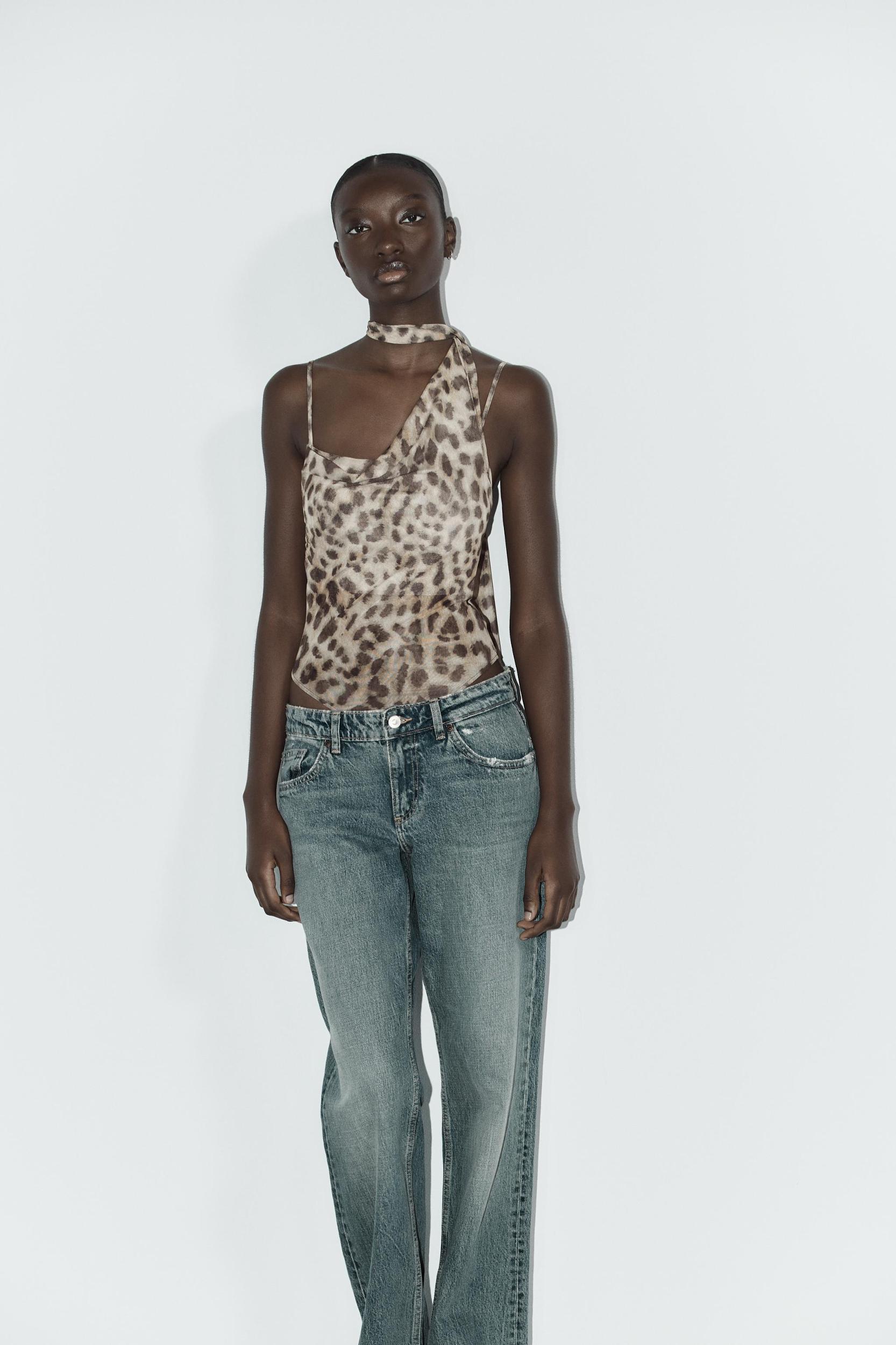 PRINTED TULLE SCARF BODYSUIT Product Image