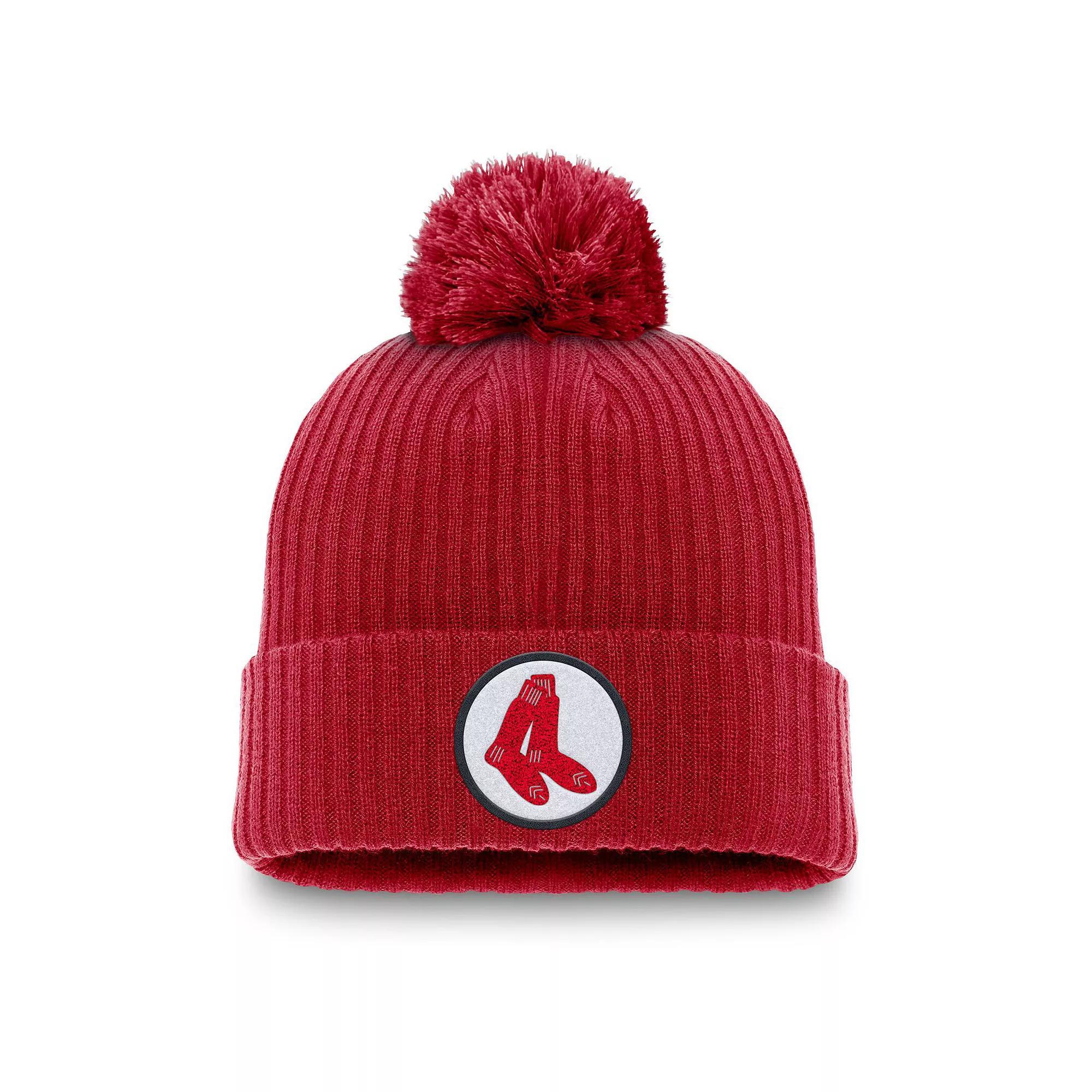 Mens Nike Boston Sox Cooperstown Collection Patch Cuffed Knit Hat with Pom Product Image